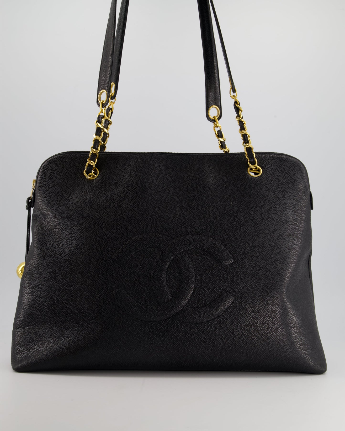 *HOT* Chanel Black   XL Coco Mark Shoulder Bag in Caviar Leather with 24K Gold Hardware