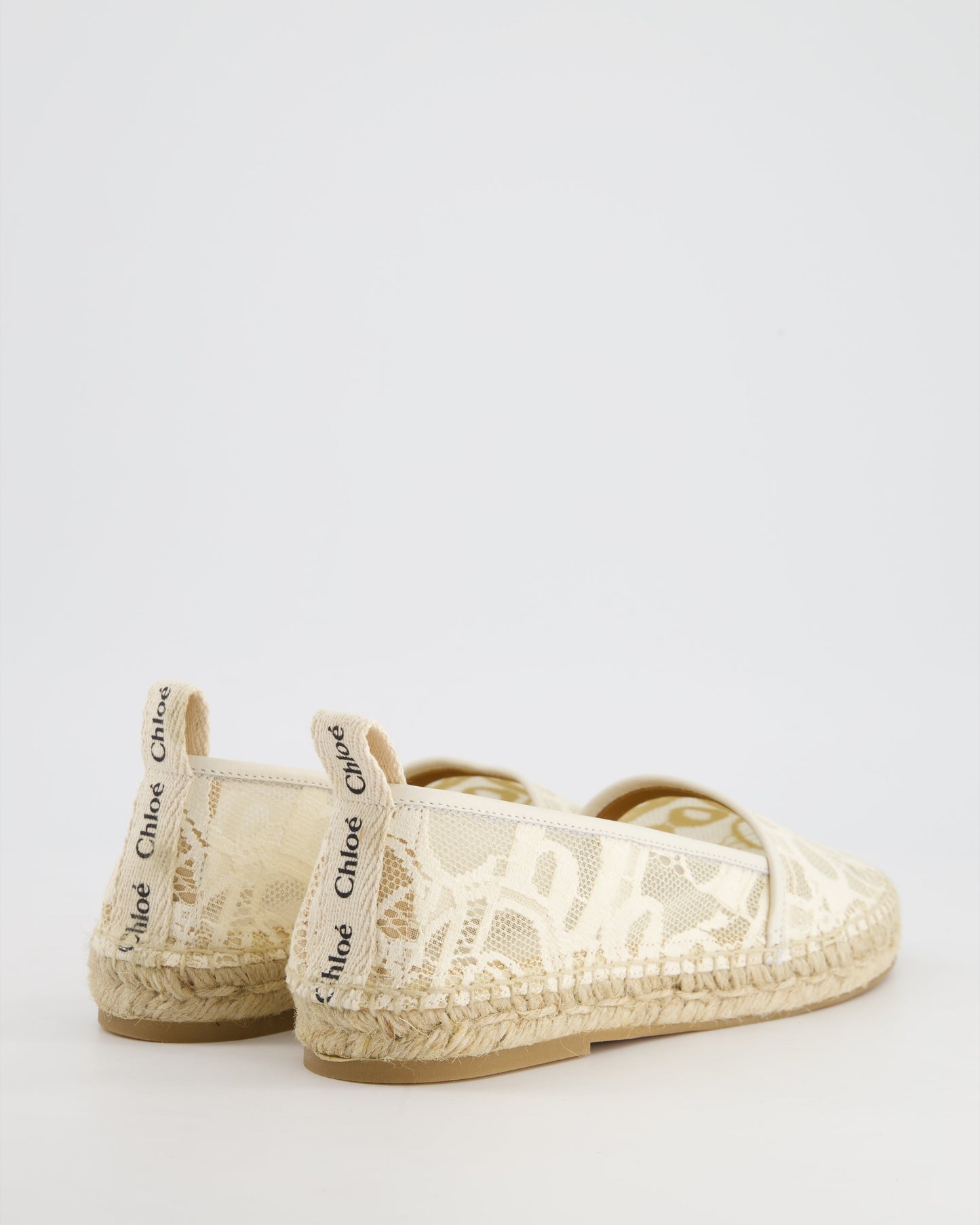 ChloŽ White Lace & Logo Detail Espadrilles Size EU 38