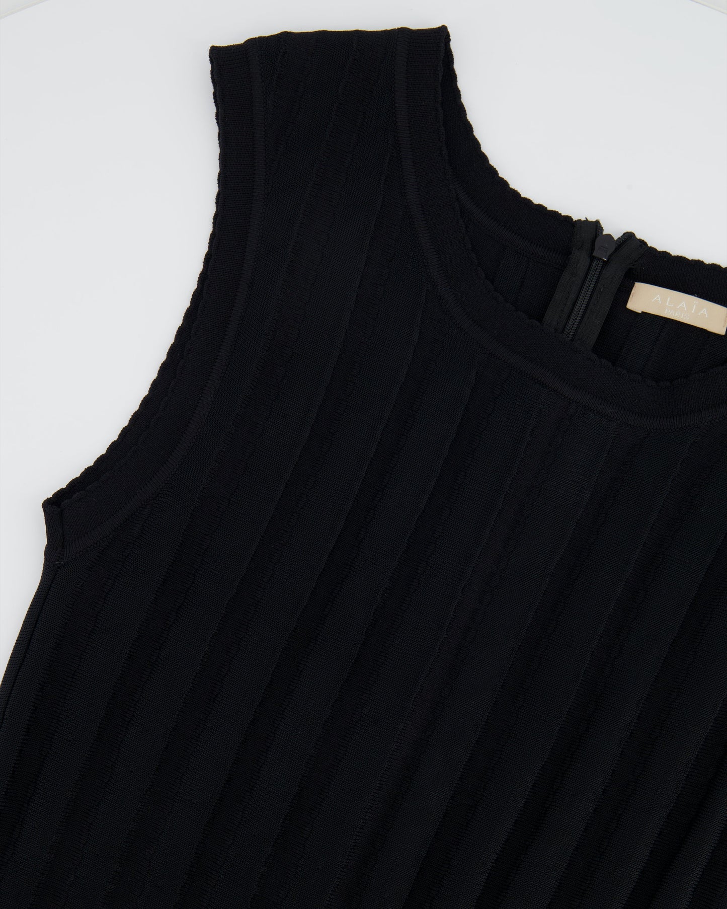 Ala•a Black Striped Sleeveless Mini Dress with Ruffle Detail Size FR 36 (UK 8)