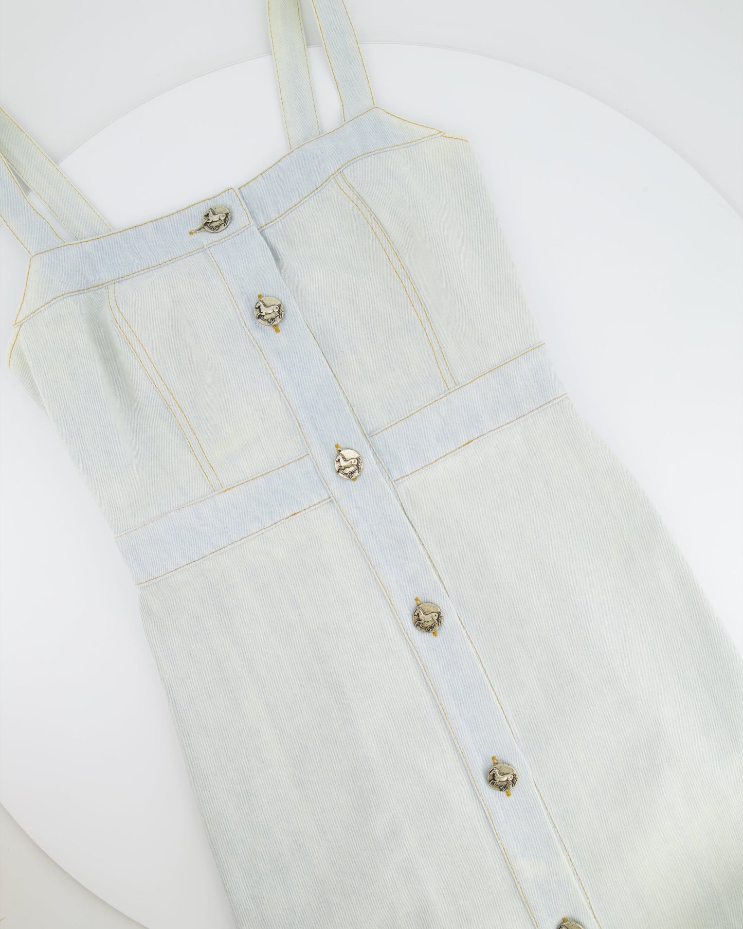 Chanel 18C Light Blue Denim Mini Dress with Button Detail Size FR 38 (UK 10) RRP £2,200