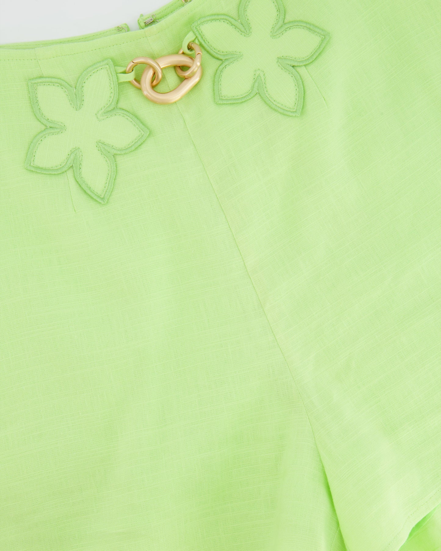 Cult Gaia Light Green Top and Short Set with Floral and Chain Details Size US 2-4 (UK 6-8) (