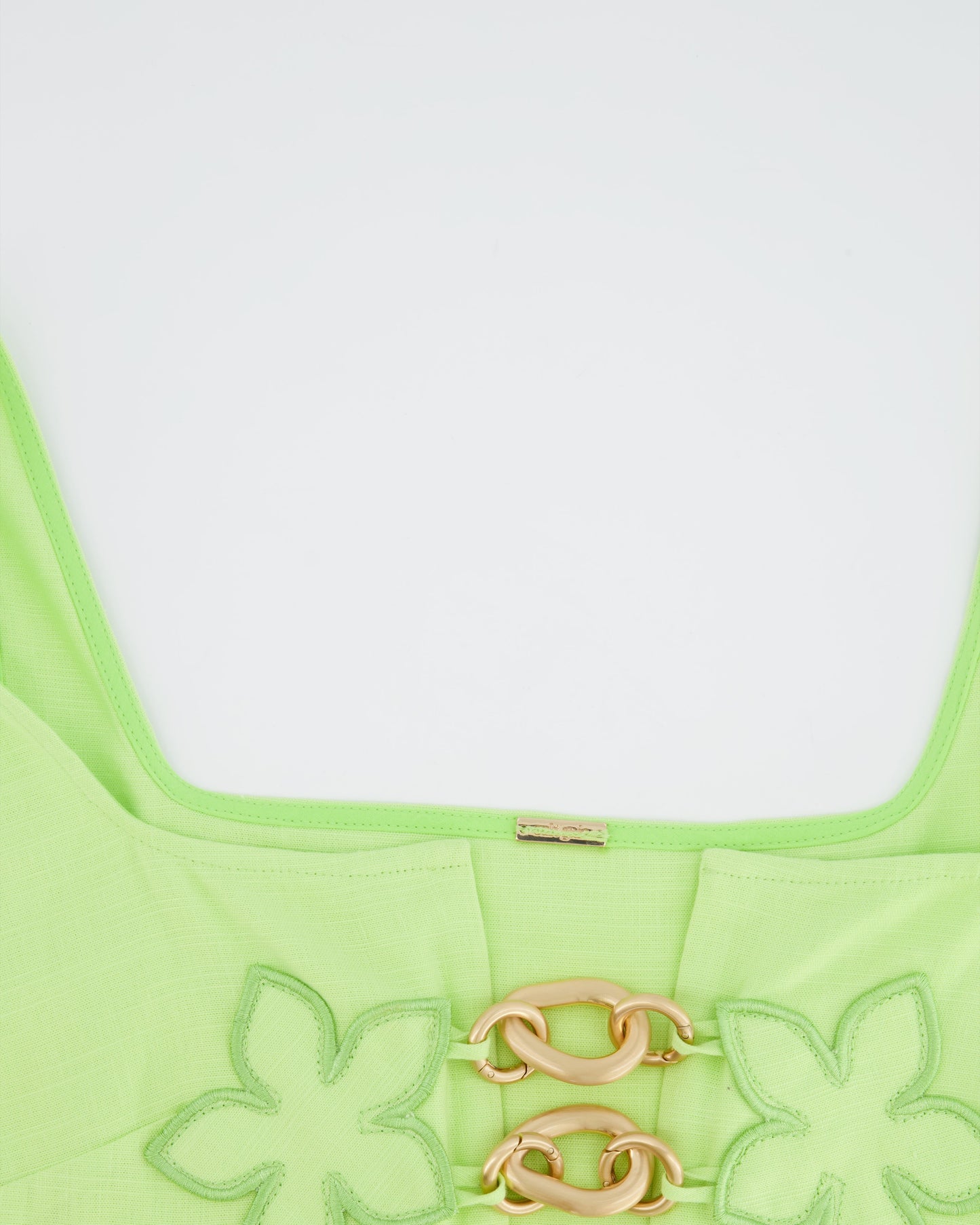 Cult Gaia Light Green Top and Short Set with Floral and Chain Details Size US 2-4 (UK 6-8) (