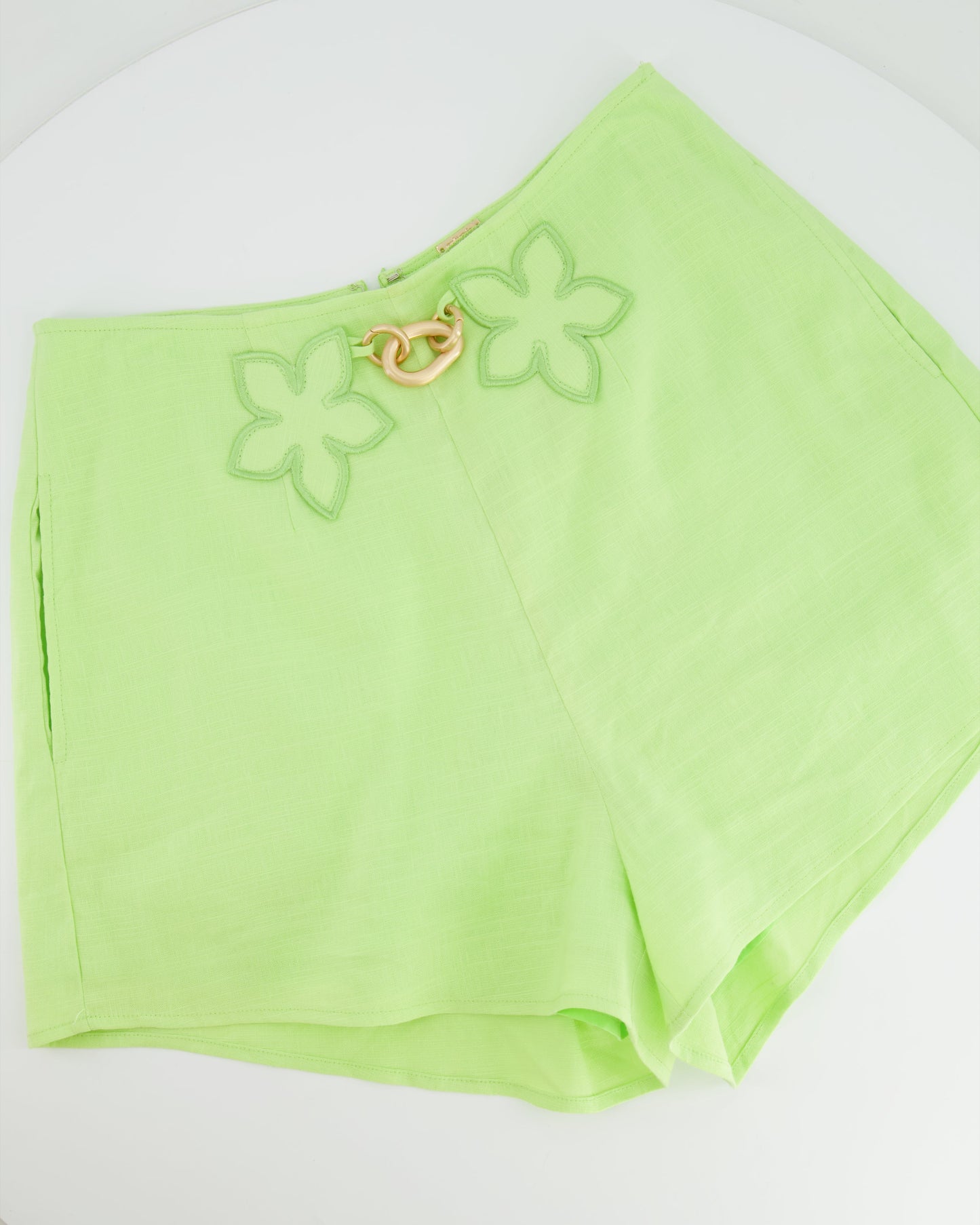 Cult Gaia Light Green Top and Short Set with Floral and Chain Details Size US 2-4 (UK 6-8) (