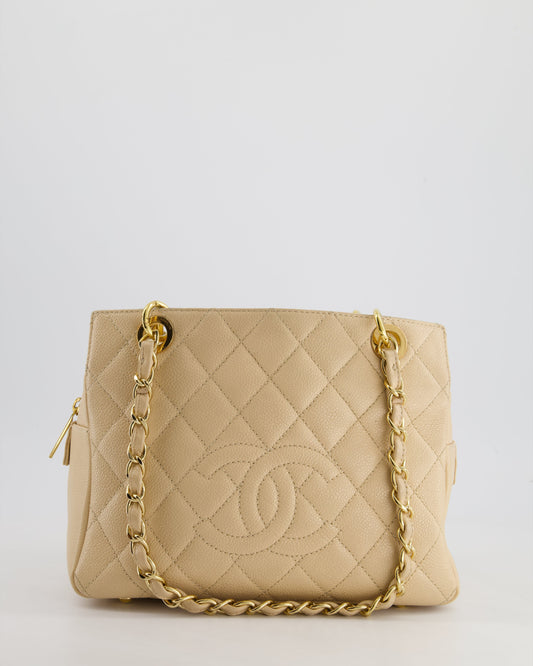 *RARE* Chanel   Mini Beige GST Shopper Tote Bag in Caviar Leather with Gold Hardware
