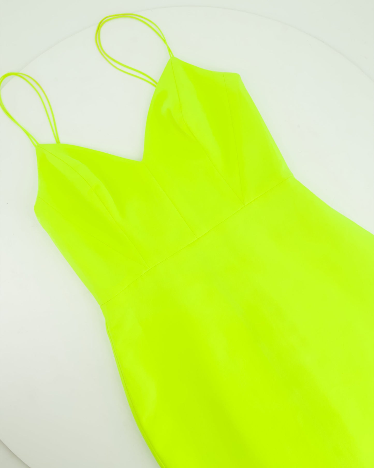 Alex Perry Fluorescent Yellow Midi V-Neck Dress Size UK 8