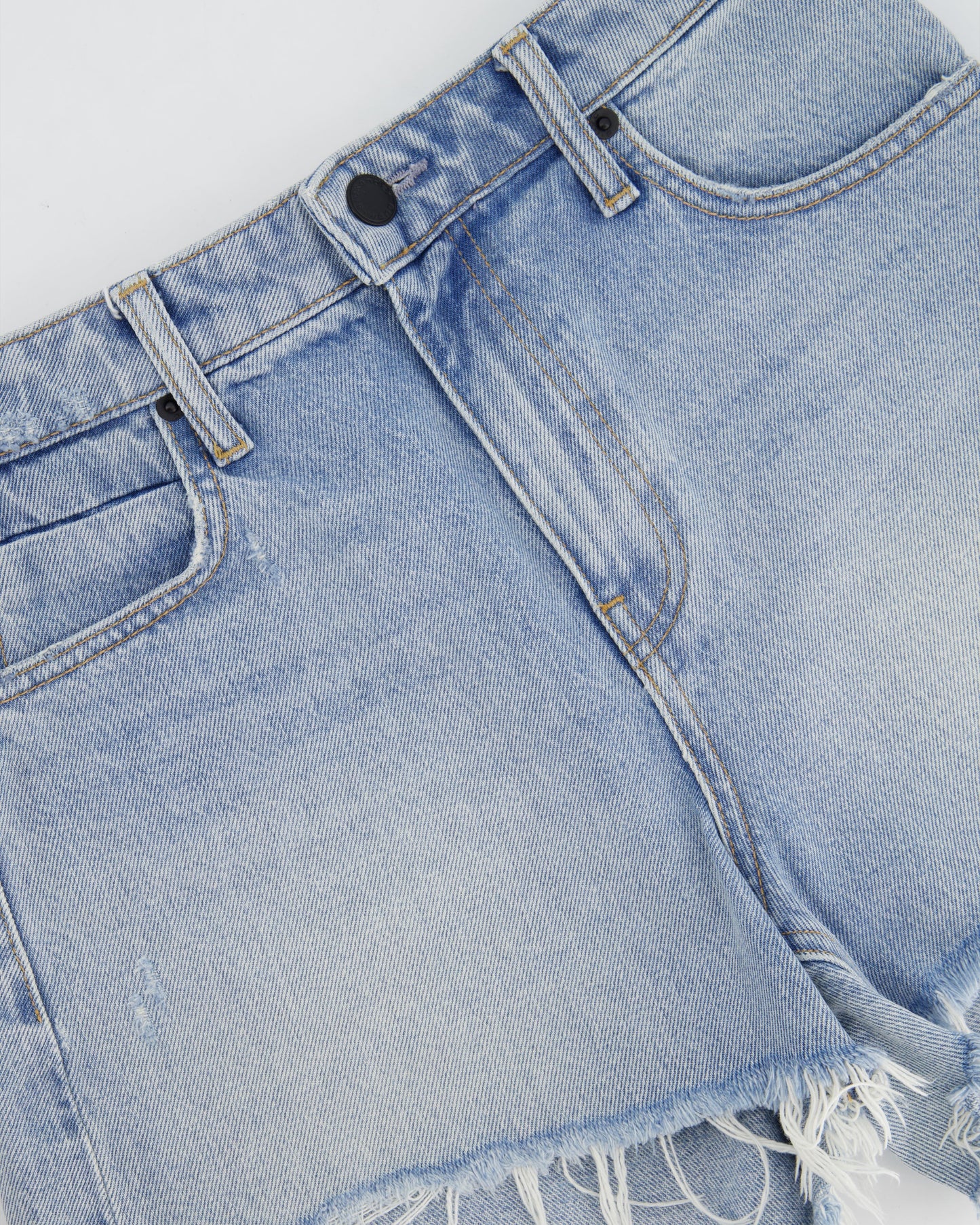 Alexander Wang Light Washed Blue Denim Shorts with Distressed Hem Details Size 25 (UK 6)