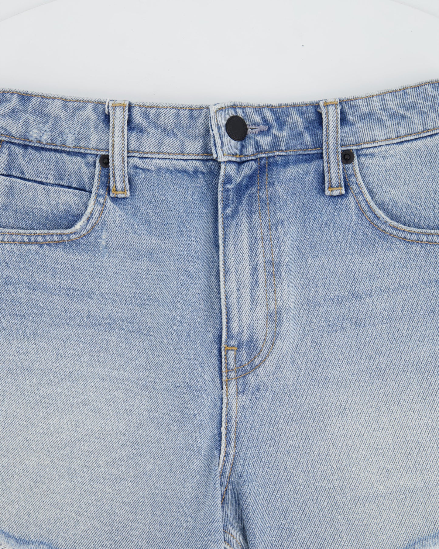 Alexander Wang Light Washed Blue Denim Shorts with Distressed Hem Details Size 25 (UK 6)
