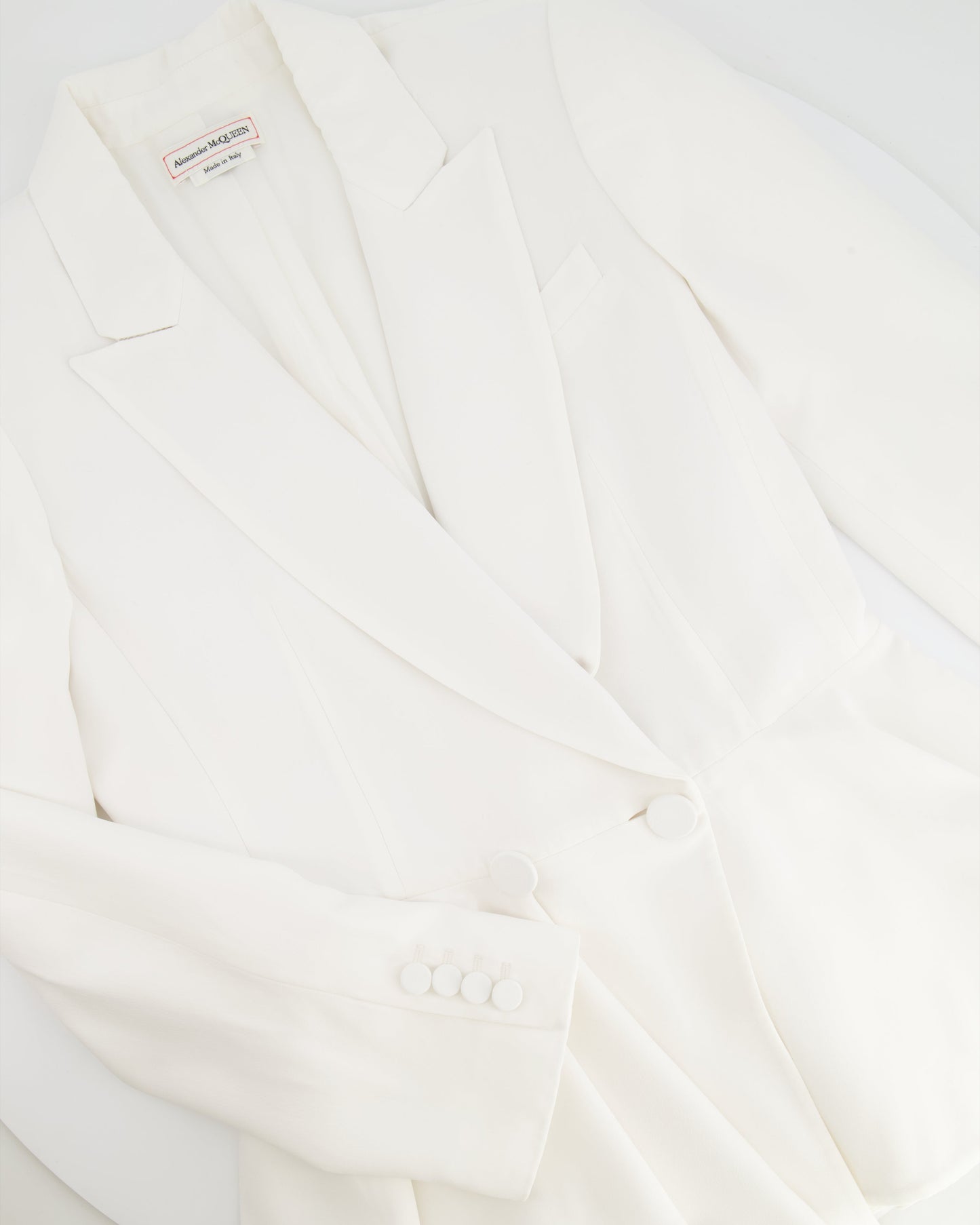 Alexander McQueen White Tailored Blazer with Peplum Hem Size IT 44 (UK 12)