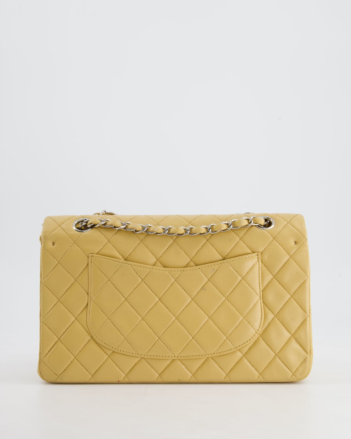 Chanel   Beige Classic Medium Double Flap Bag in Lambskin Leather with Silver Hardware