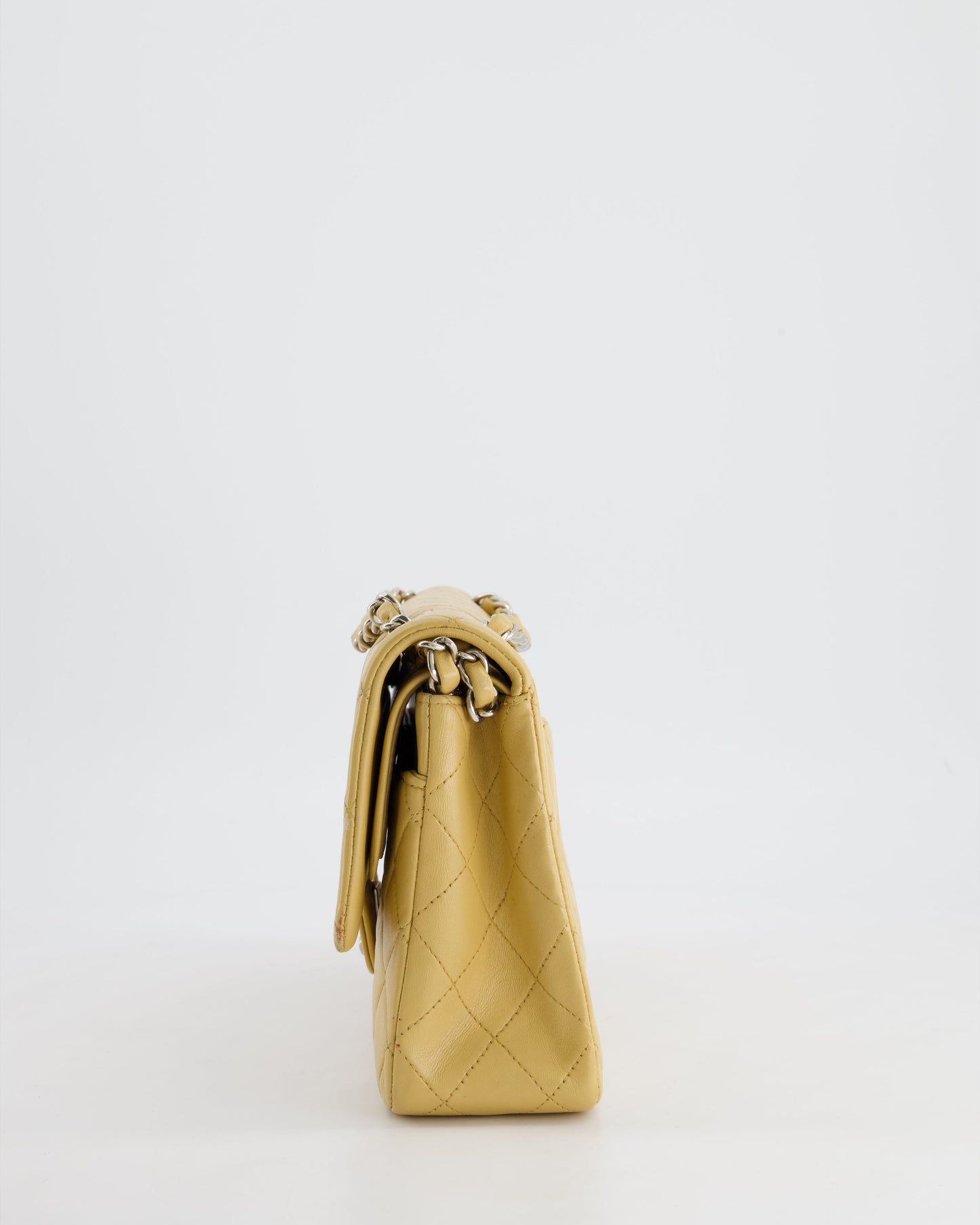 Chanel   Beige Classic Medium Double Flap Bag in Lambskin Leather with Silver Hardware