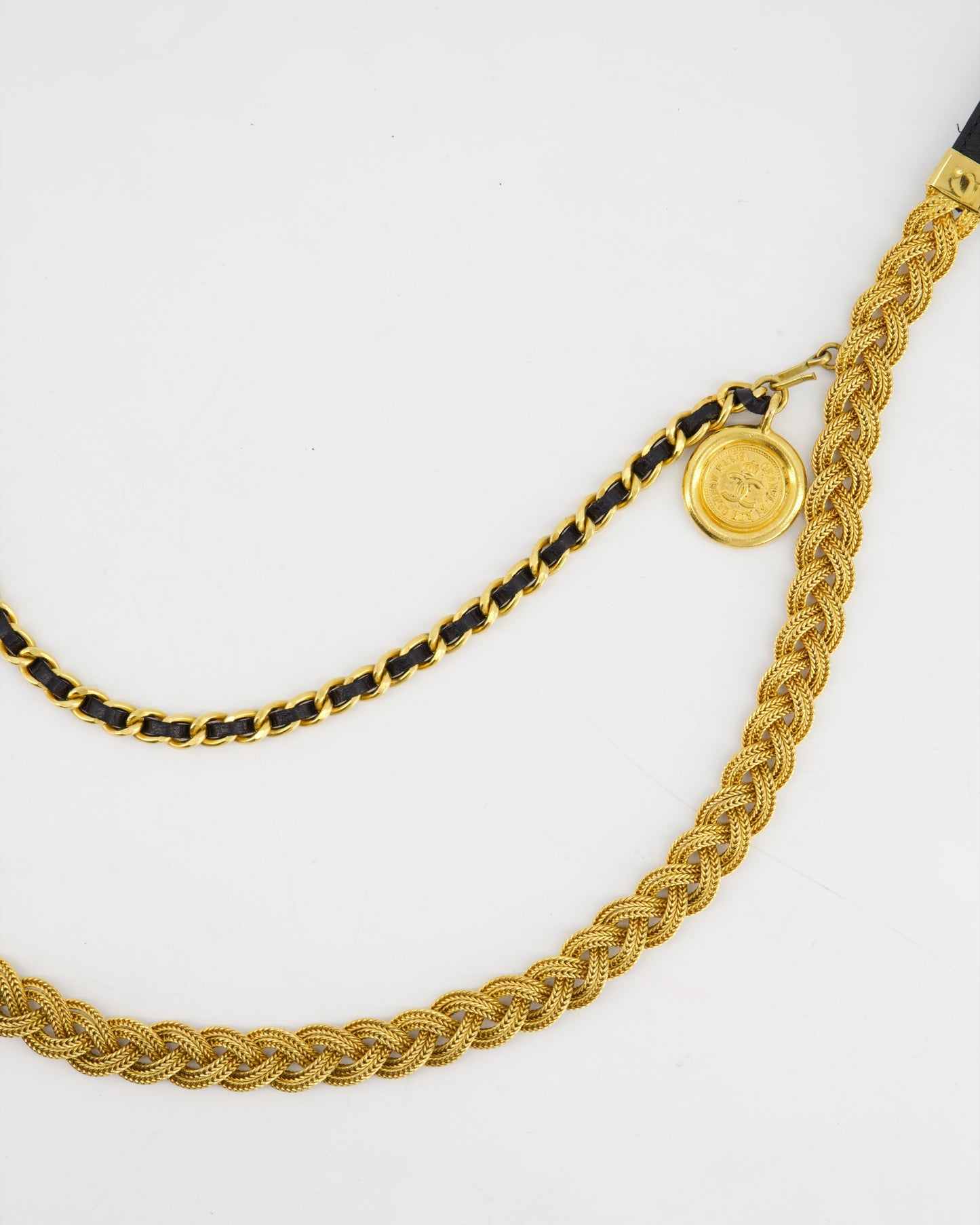 Chanel 98/P   Gold Rope Belt with Medallion Chain Detail
