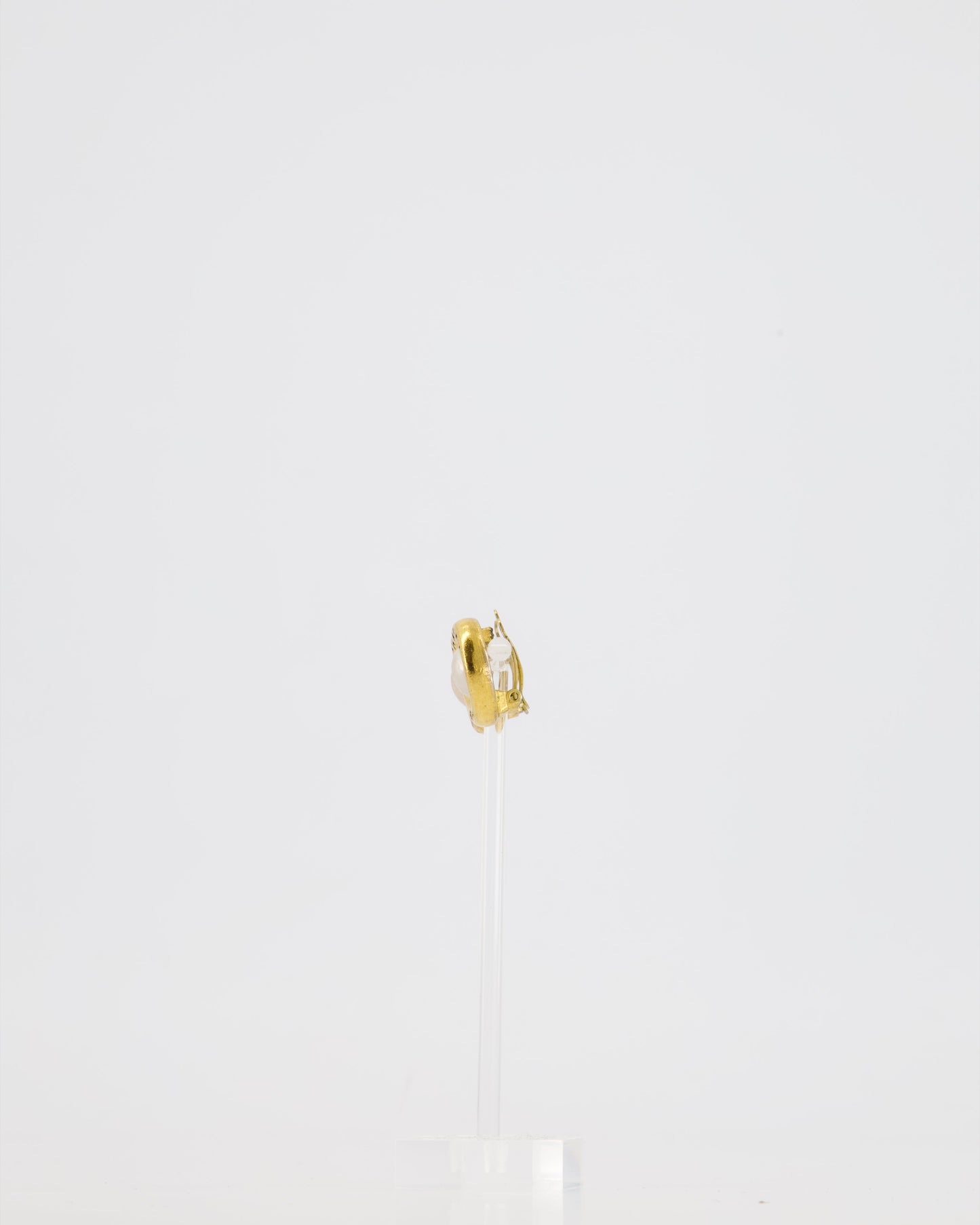 Chanel 95A   Gold Clip-On Earrings with Pearls and Logo Details
