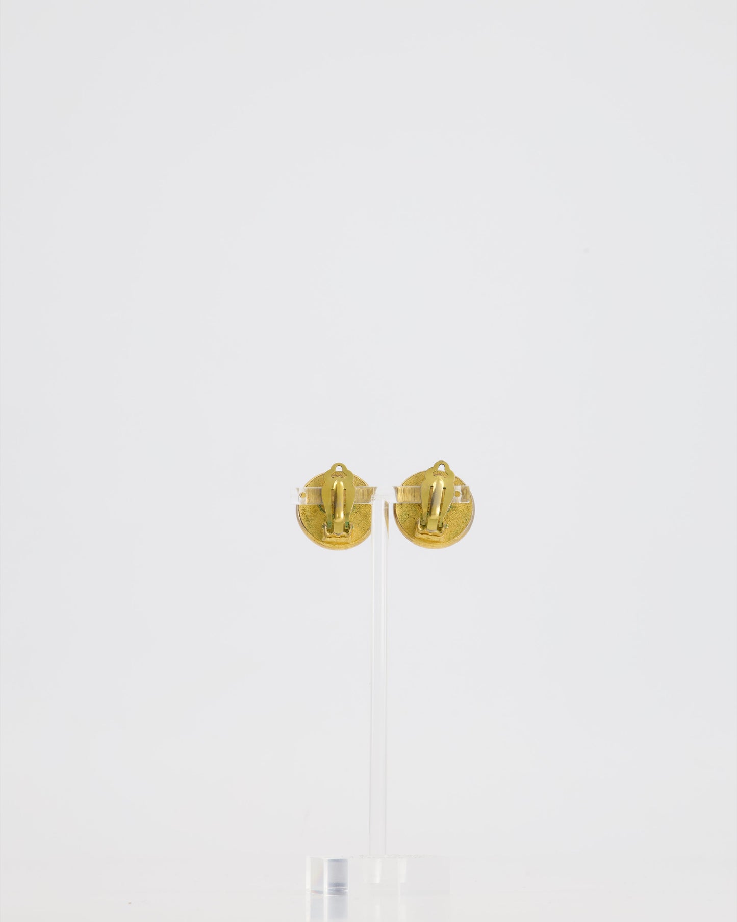 Chanel 95A   Gold Clip-On Earrings with Pearls and Logo Details