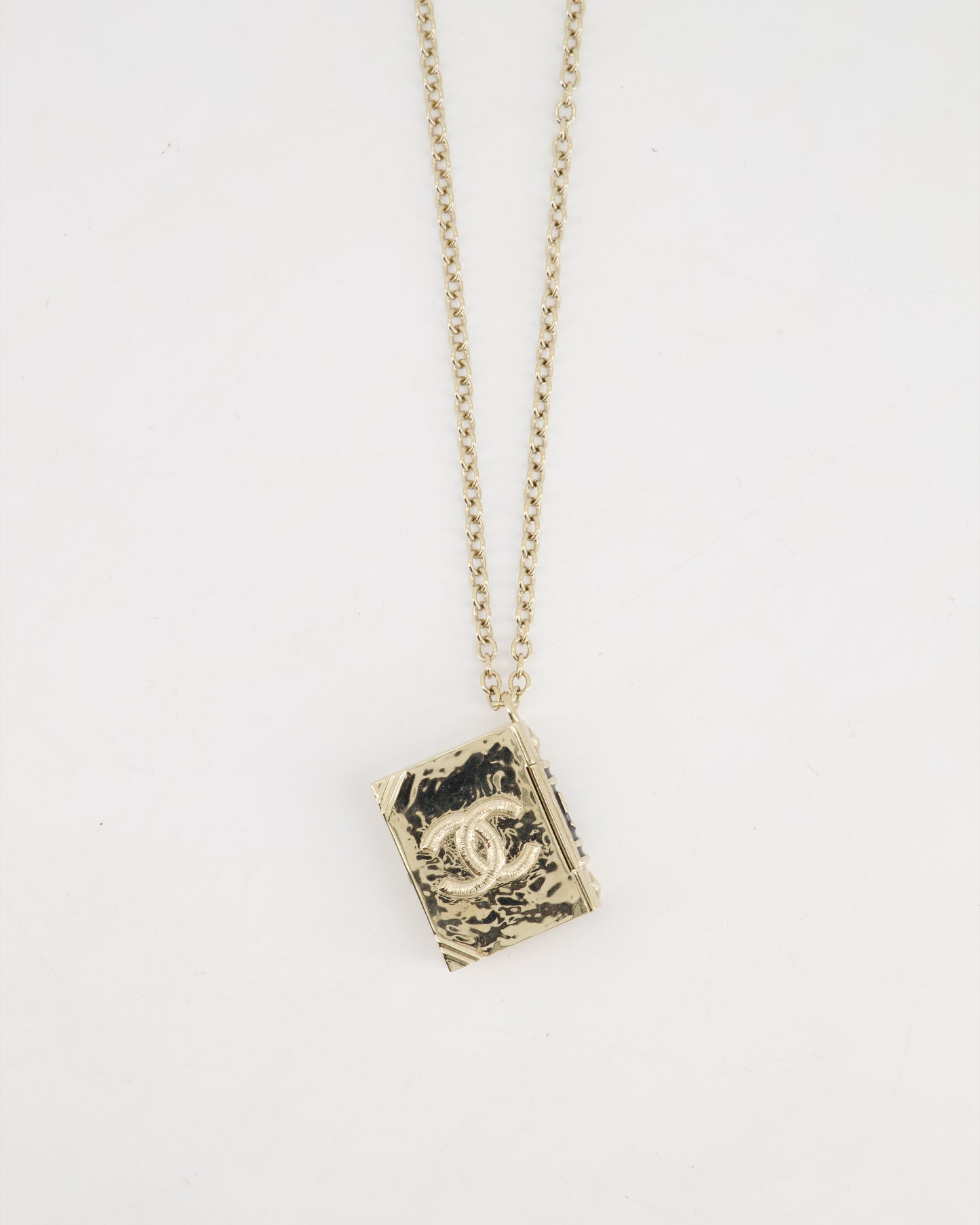 Chanel Champagne Gold, Star Lion and CC Logo Book Pendant Necklace