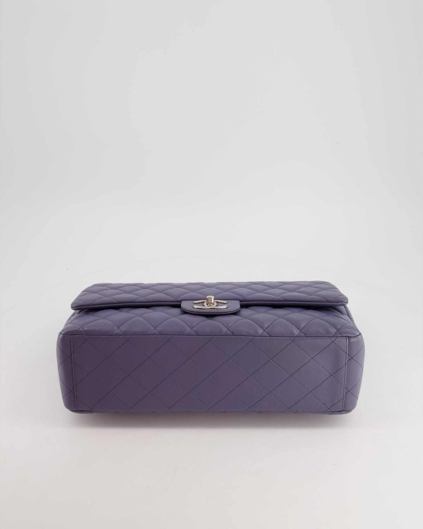 Chanel Lavender Purple Maxi Classic Double Flap Bag in Lambskin Leather with Silver Hardware