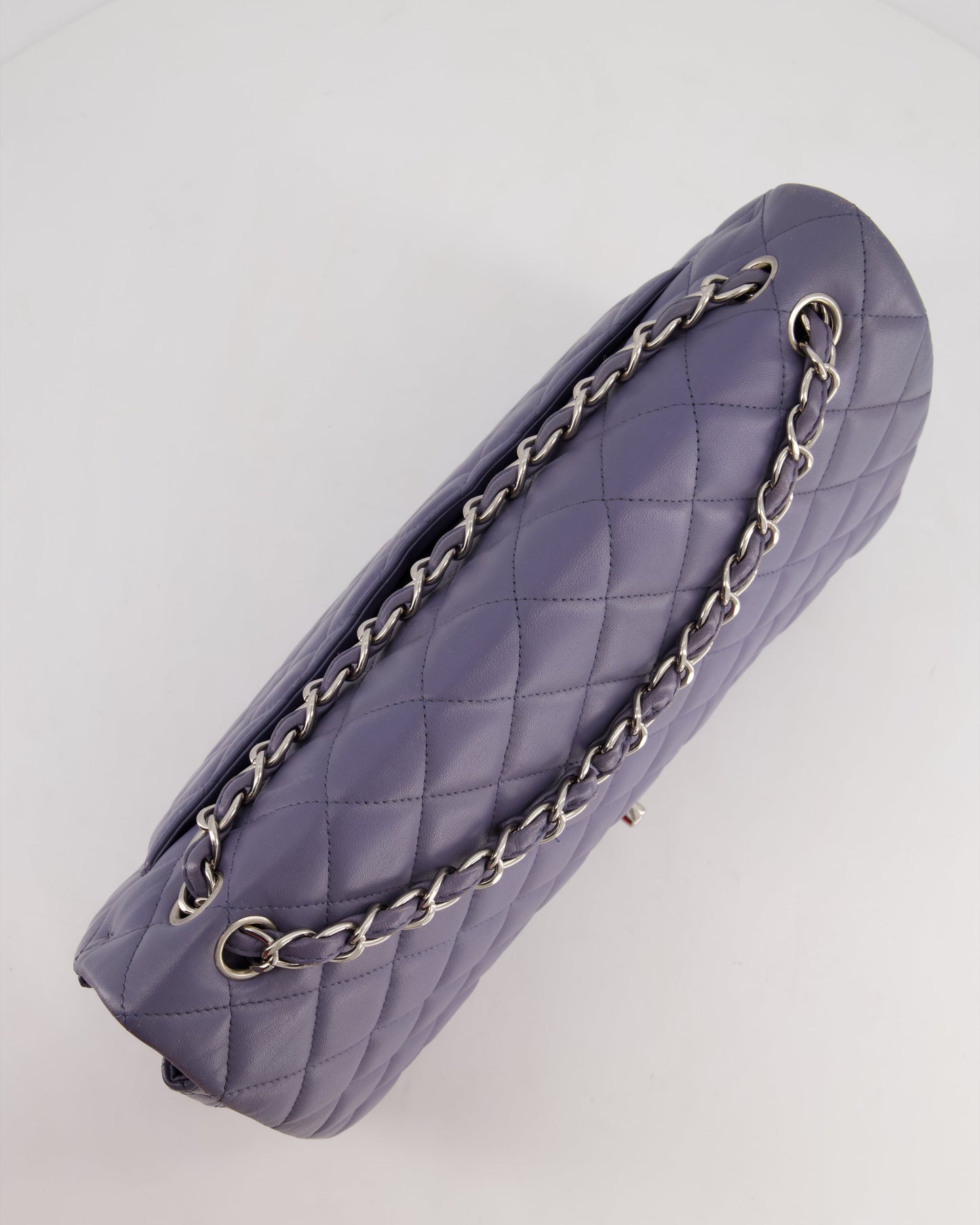 Chanel Lavender Purple Maxi Classic Double Flap Bag in Lambskin Leather with Silver Hardware