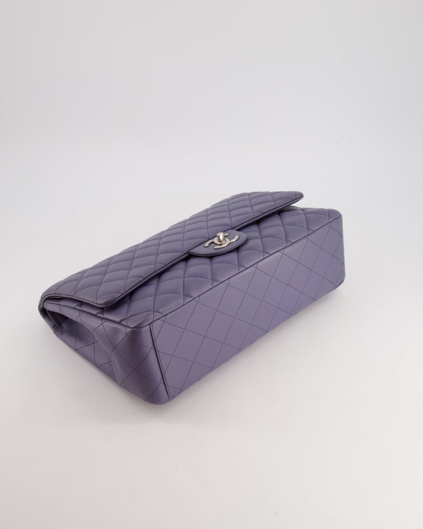 Chanel Lavender Purple Maxi Classic Double Flap Bag in Lambskin Leather with Silver Hardware