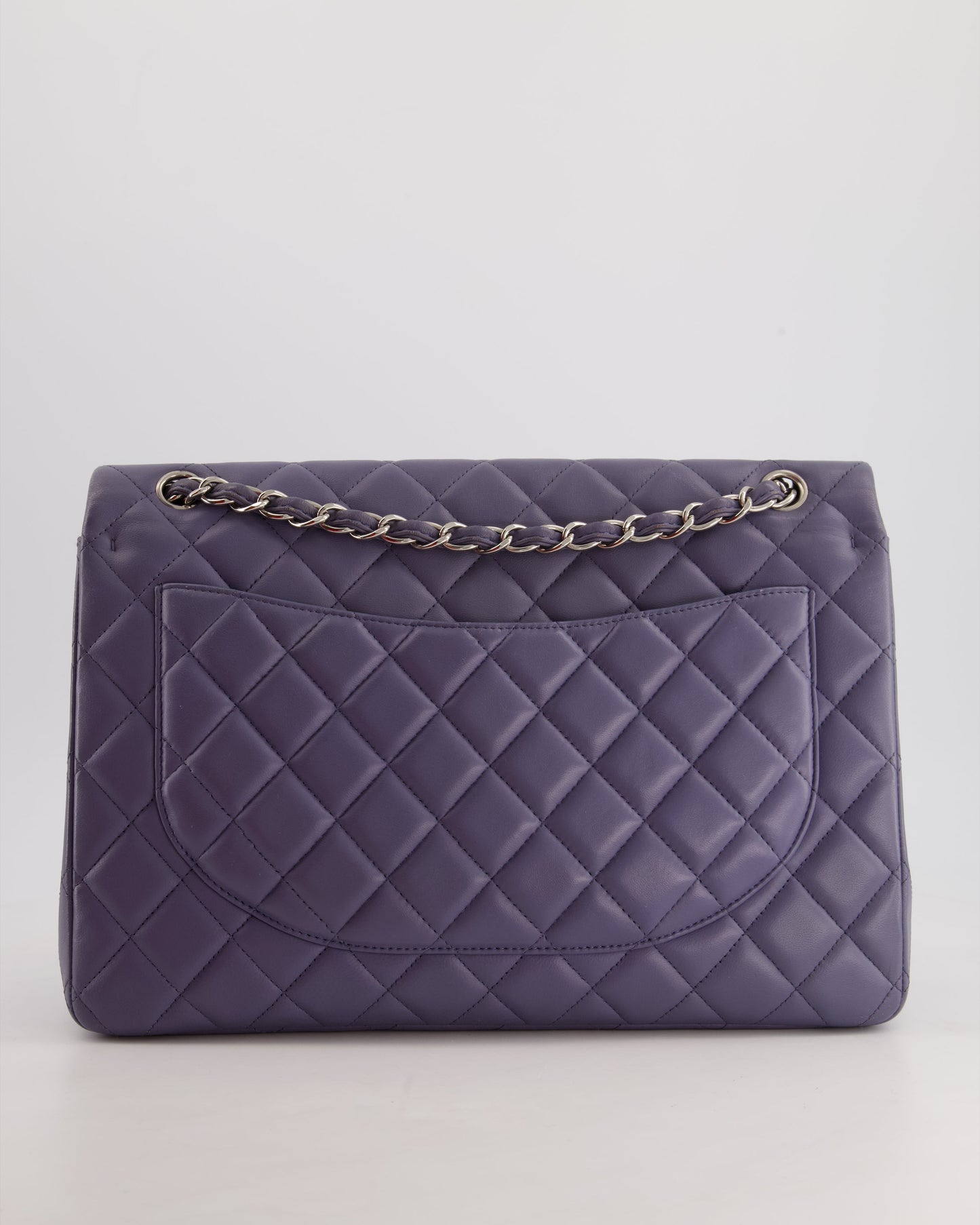 Chanel Lavender Purple Maxi Classic Double Flap Bag in Lambskin Leather with Silver Hardware