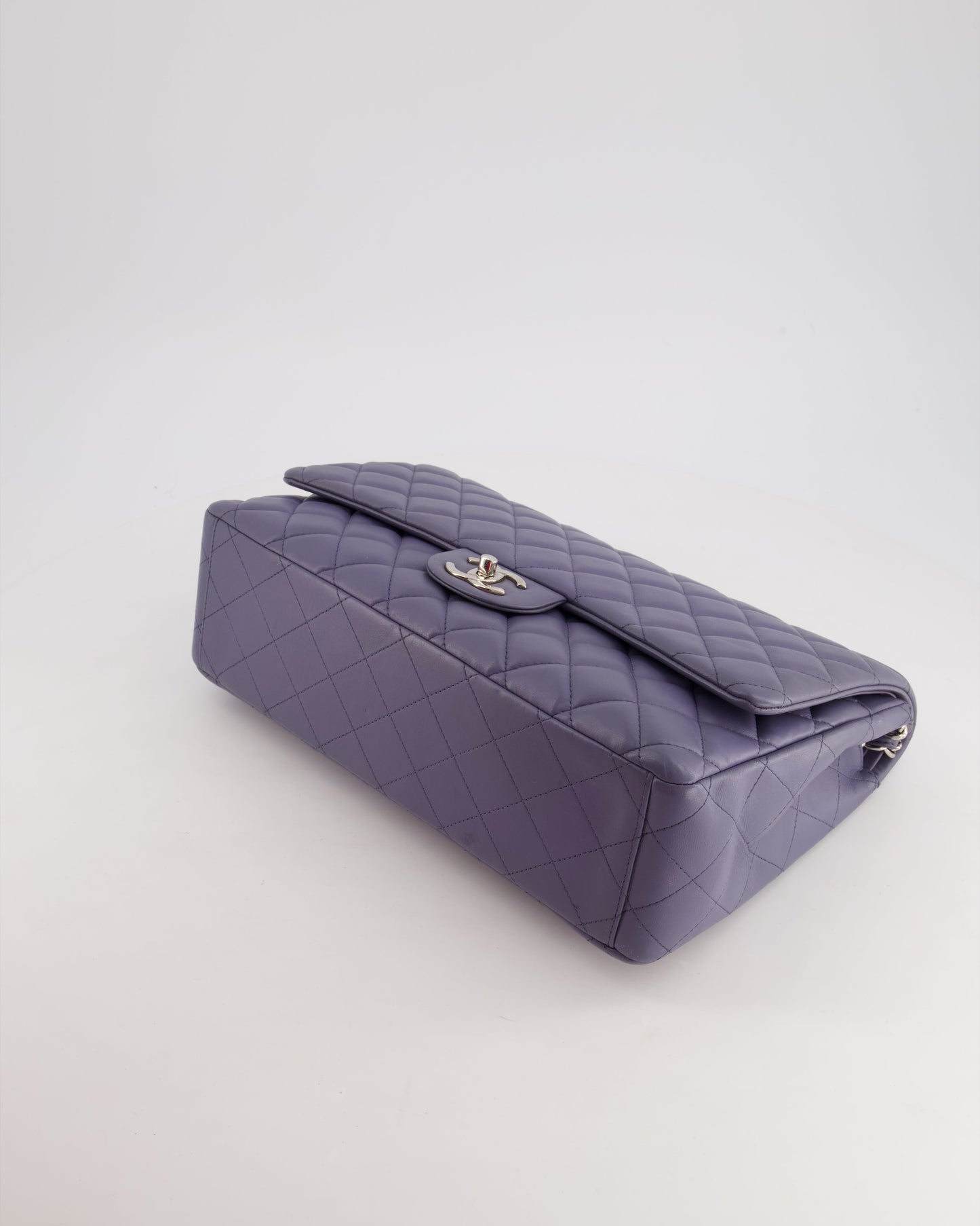Chanel Lavender Purple Maxi Classic Double Flap Bag in Lambskin Leather with Silver Hardware