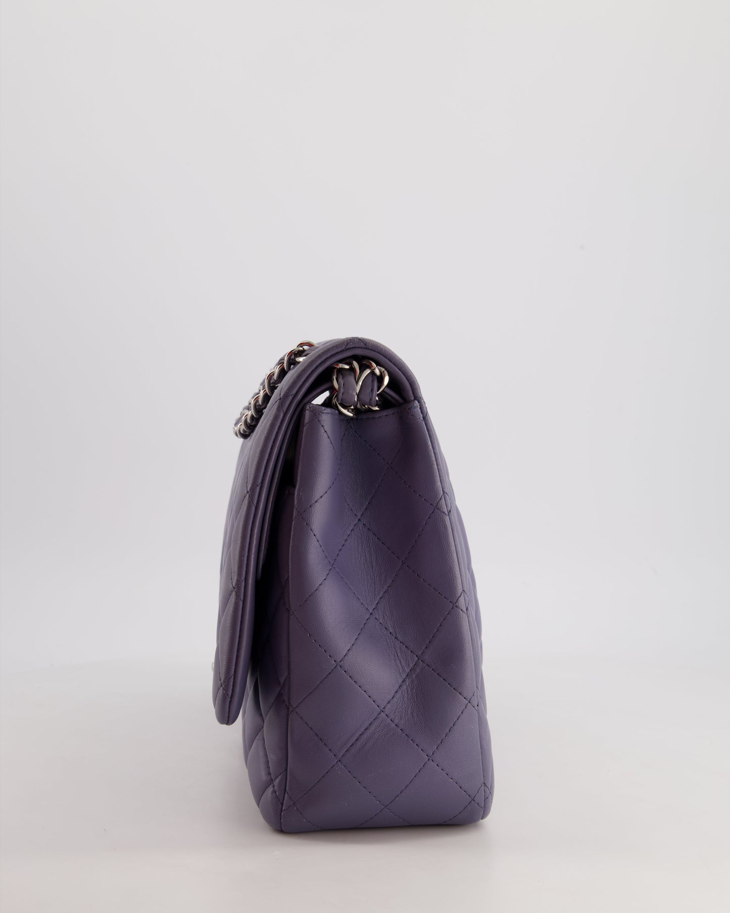 Chanel Lavender Purple Maxi Classic Double Flap Bag in Lambskin Leather with Silver Hardware