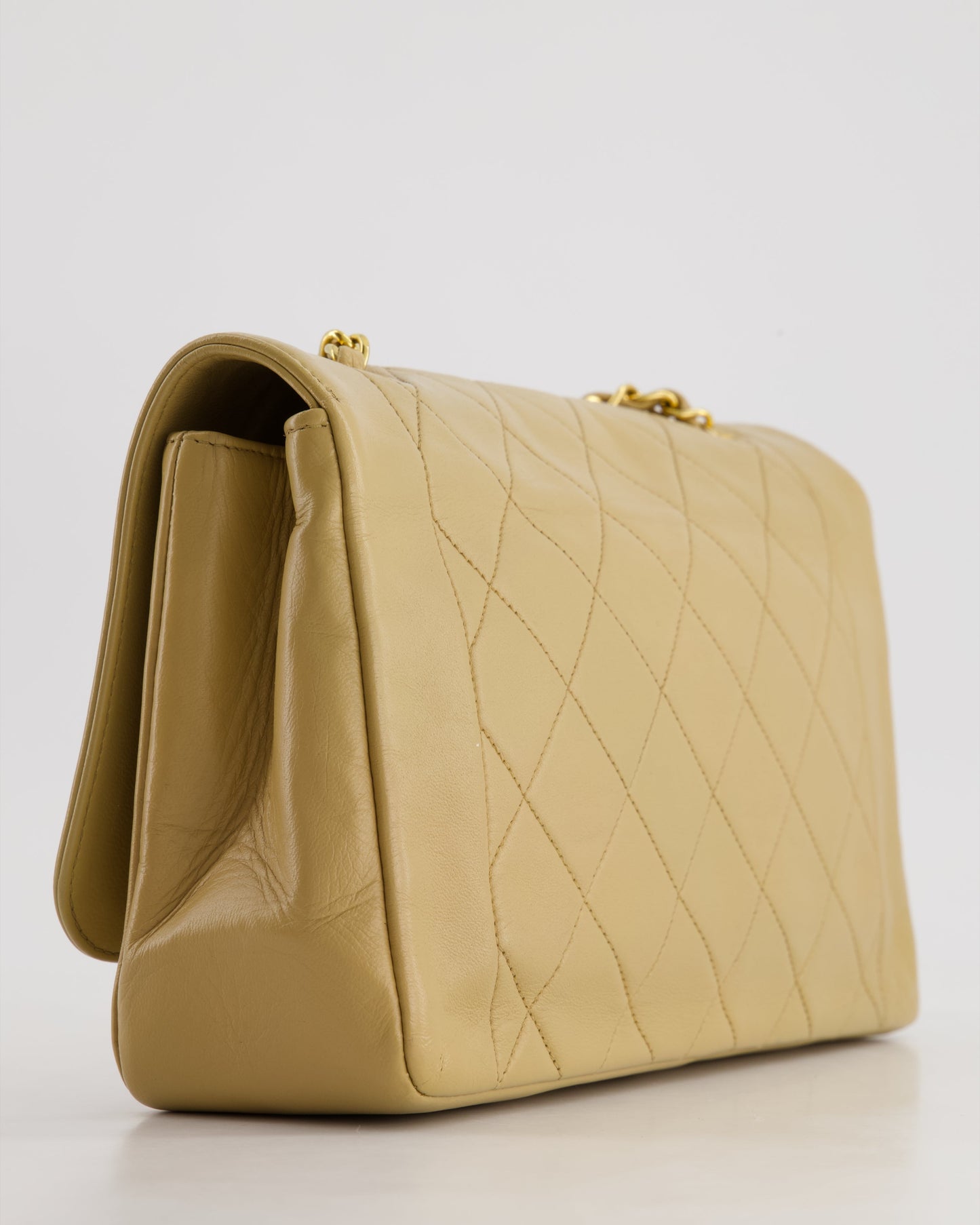 Chanel   Beige Diana Flap Bag in Lambskin Leather with 24K Gold Hardware