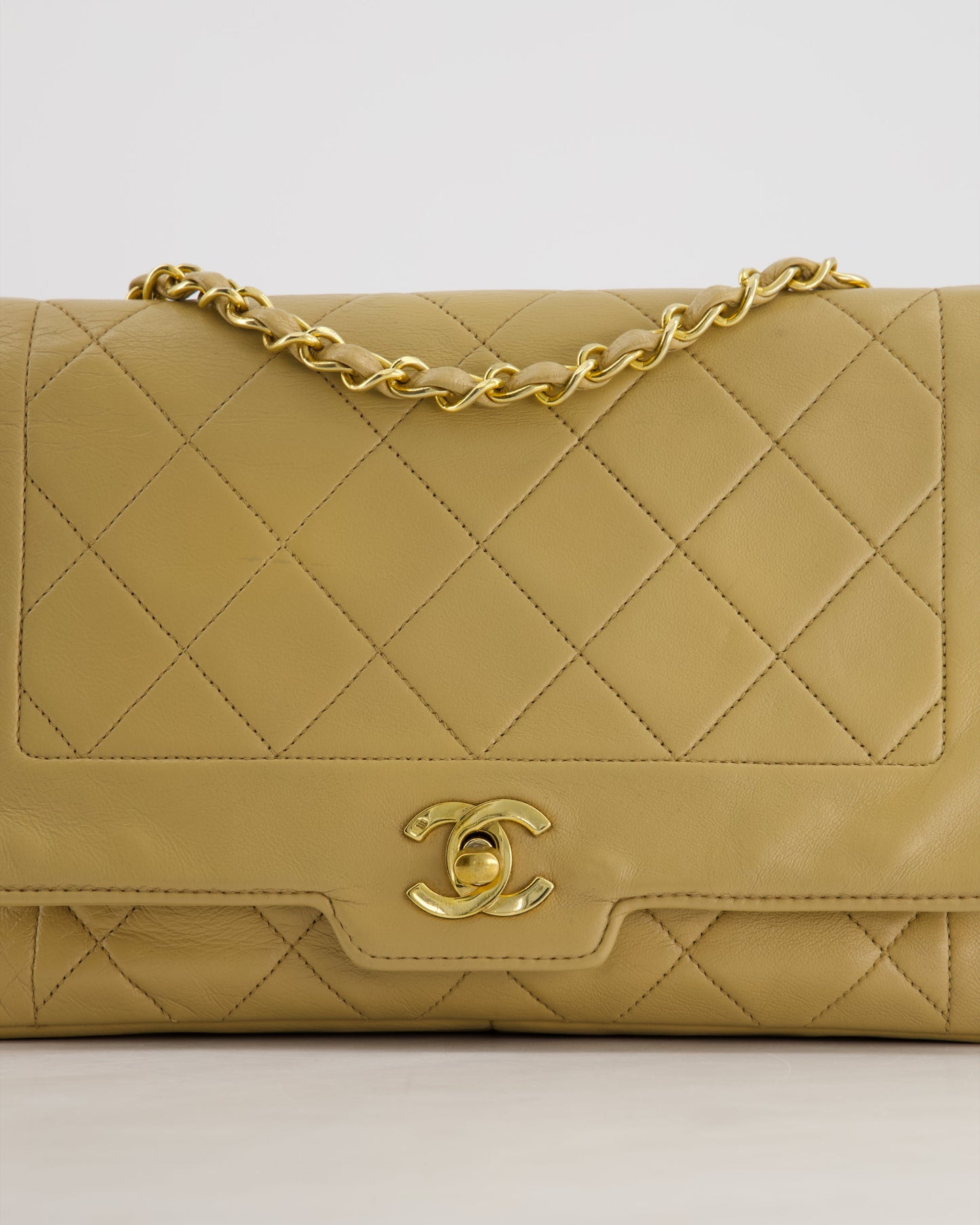 Chanel   Beige Diana Flap Bag in Lambskin Leather with 24K Gold Hardware