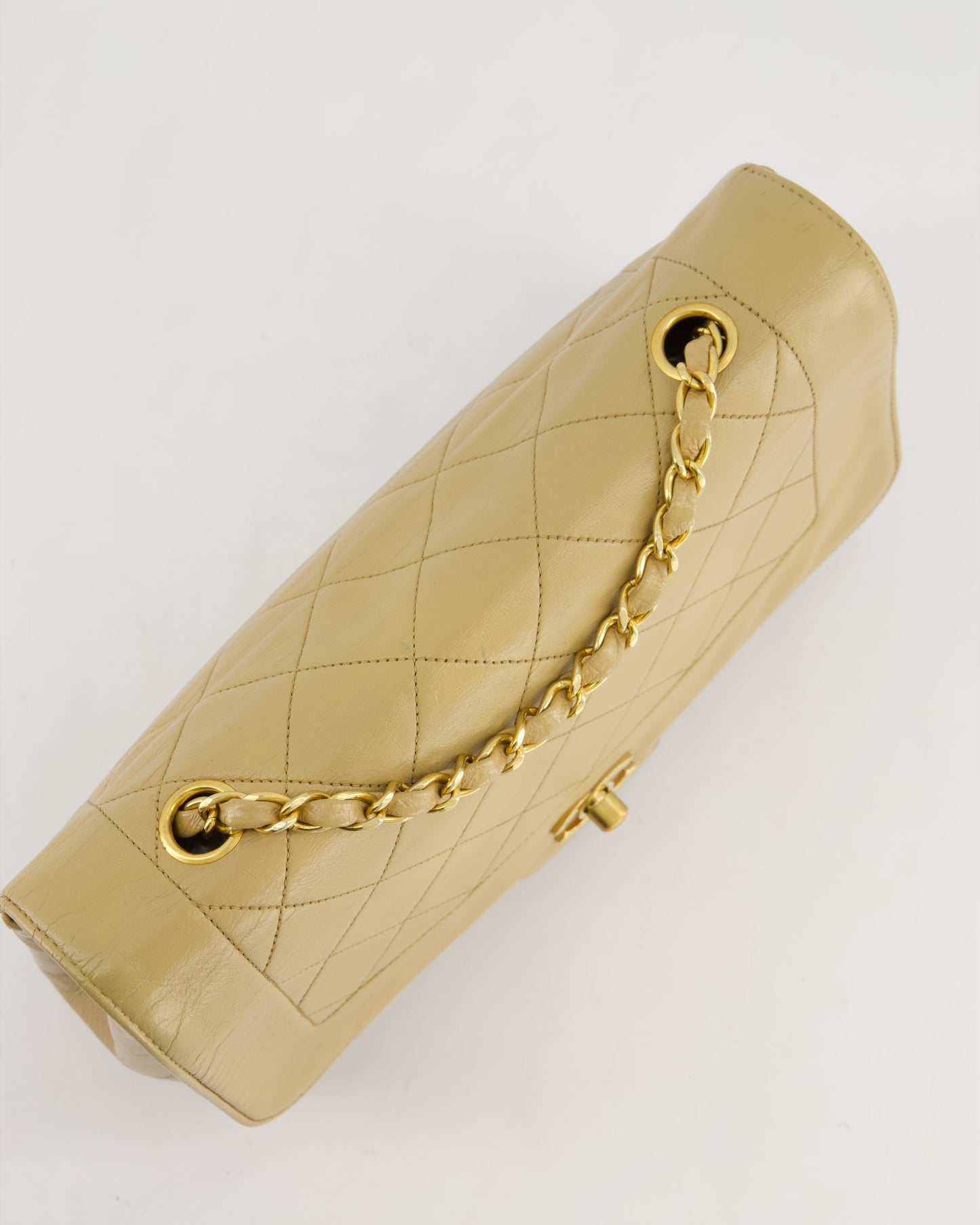 Chanel   Beige Diana Flap Bag in Lambskin Leather with 24K Gold Hardware