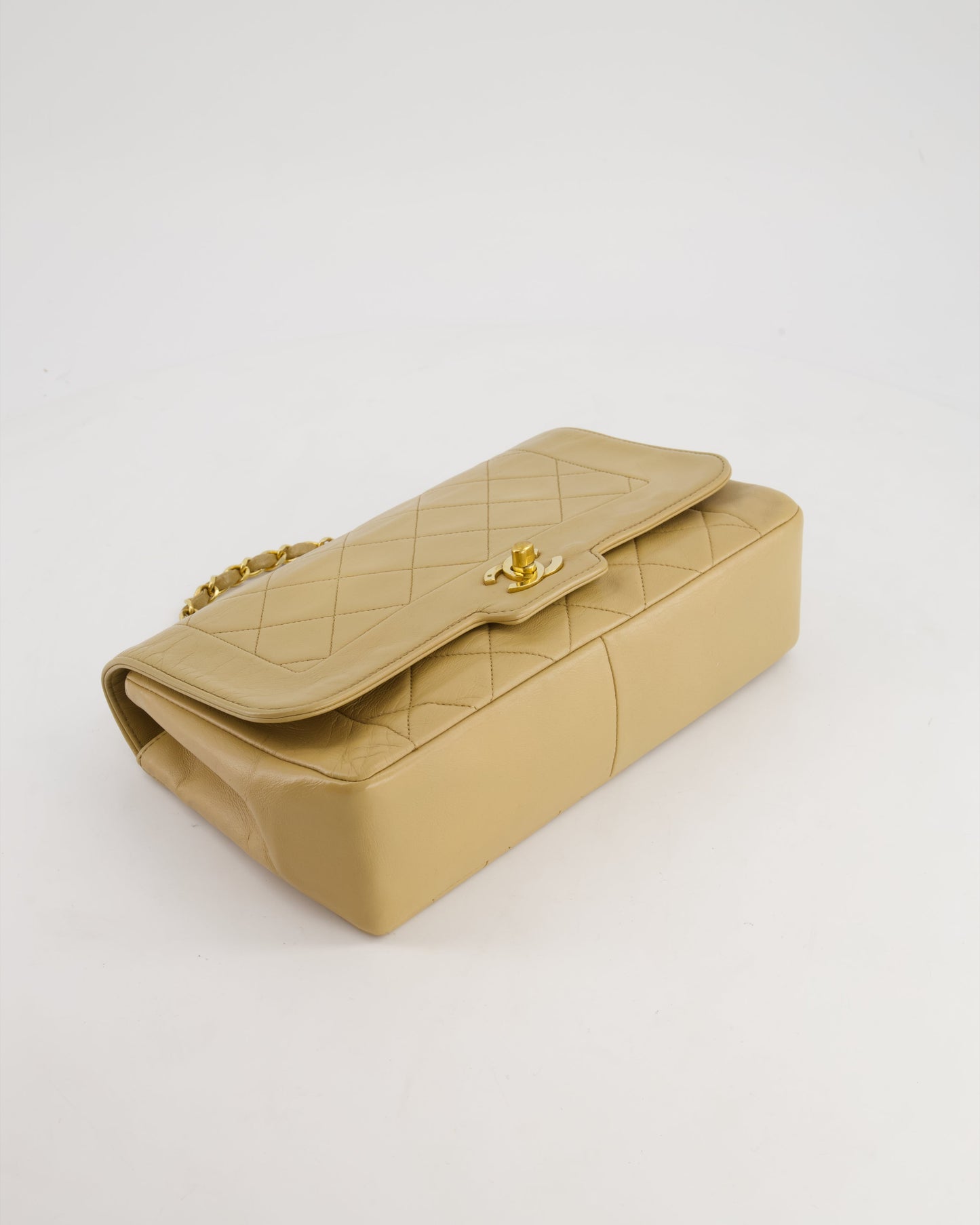 Chanel   Beige Diana Flap Bag in Lambskin Leather with 24K Gold Hardware