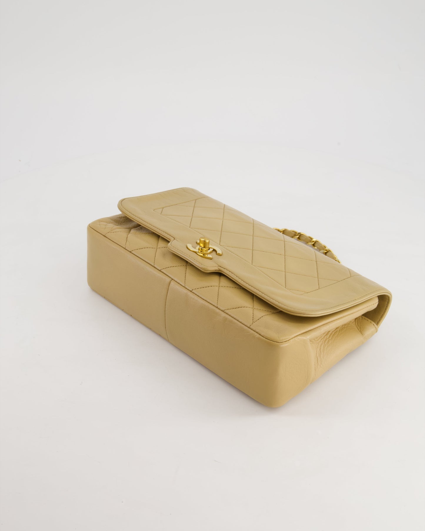 Chanel   Beige Diana Flap Bag in Lambskin Leather with 24K Gold Hardware