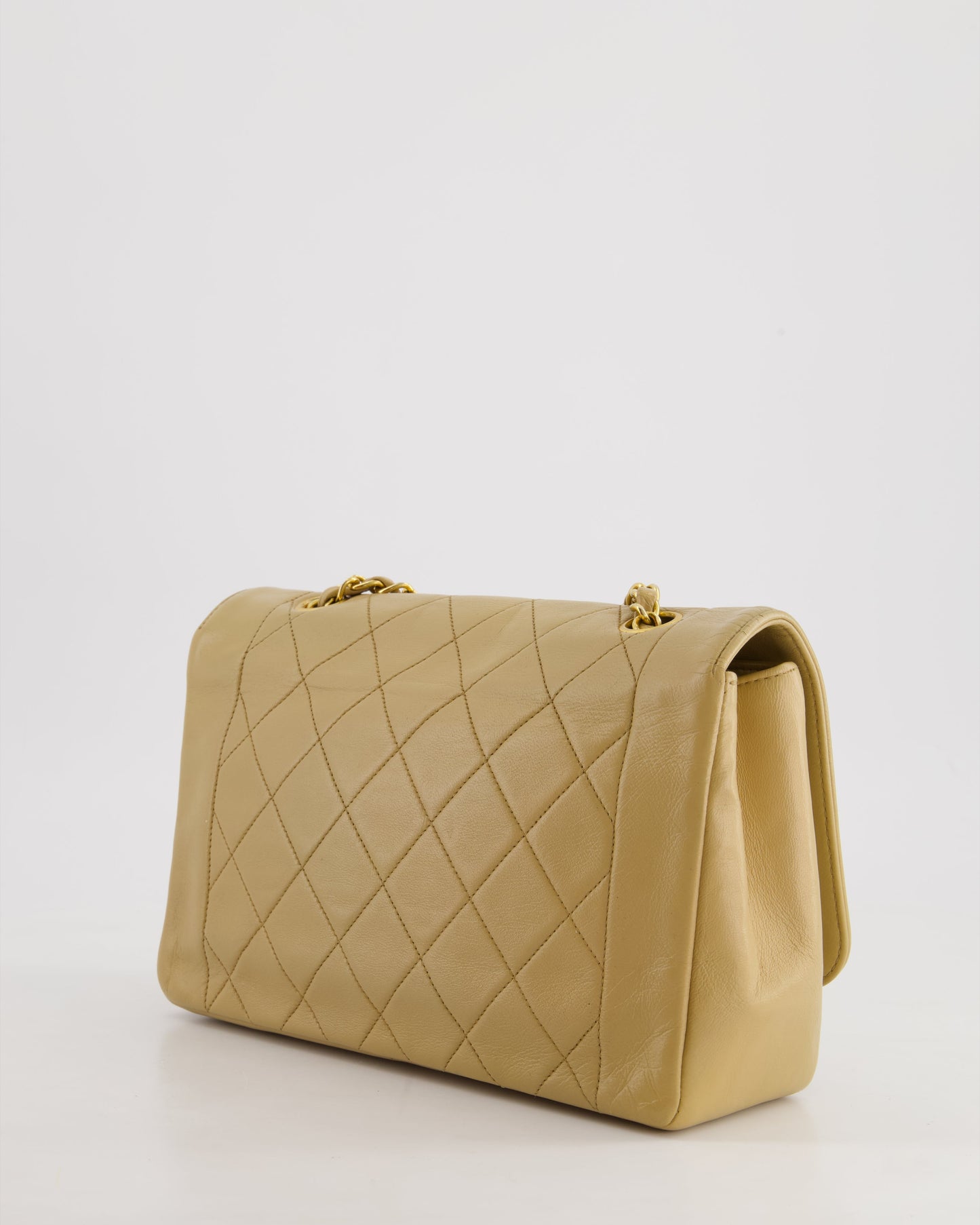Chanel   Beige Diana Flap Bag in Lambskin Leather with 24K Gold Hardware