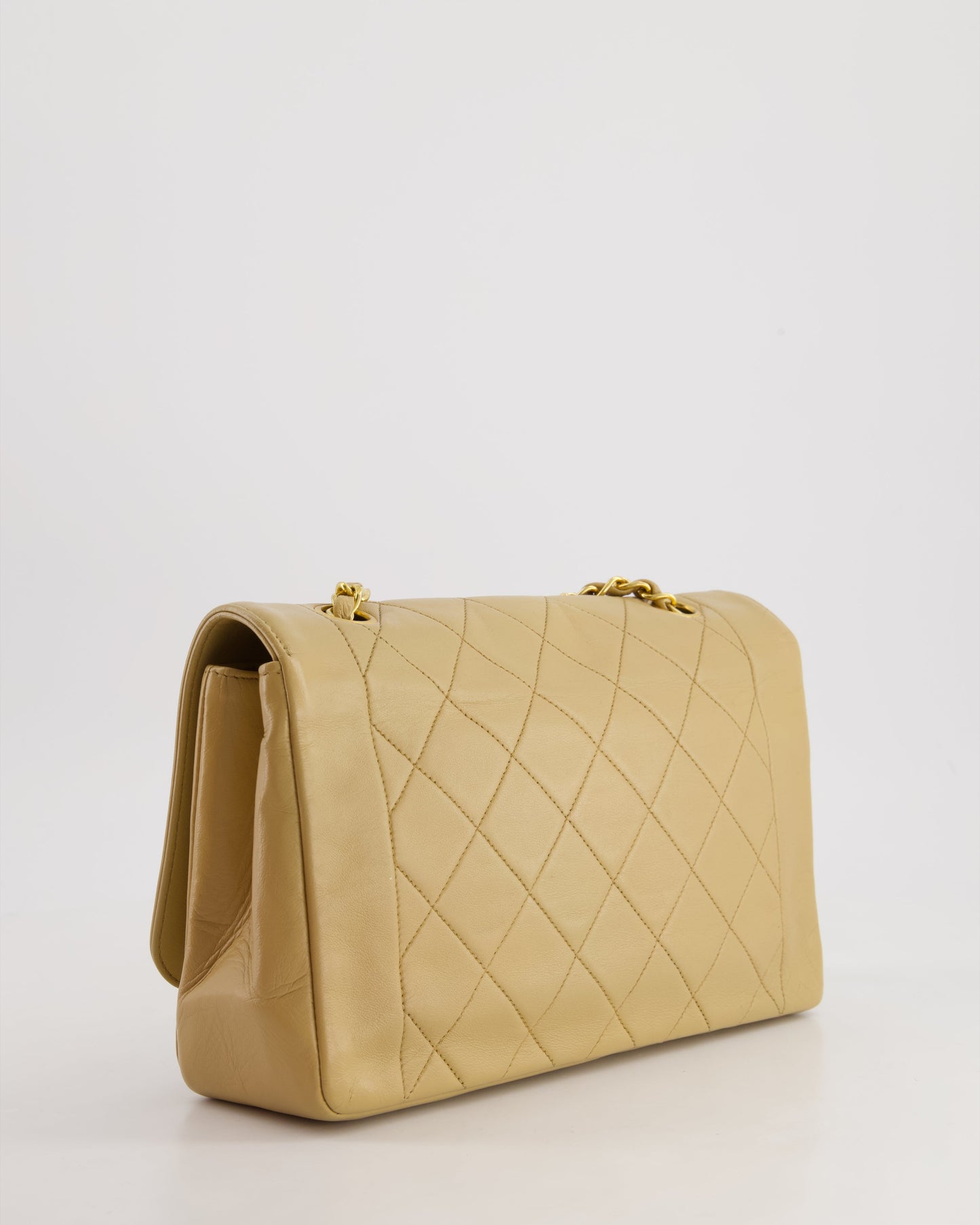 Chanel   Beige Diana Flap Bag in Lambskin Leather with 24K Gold Hardware