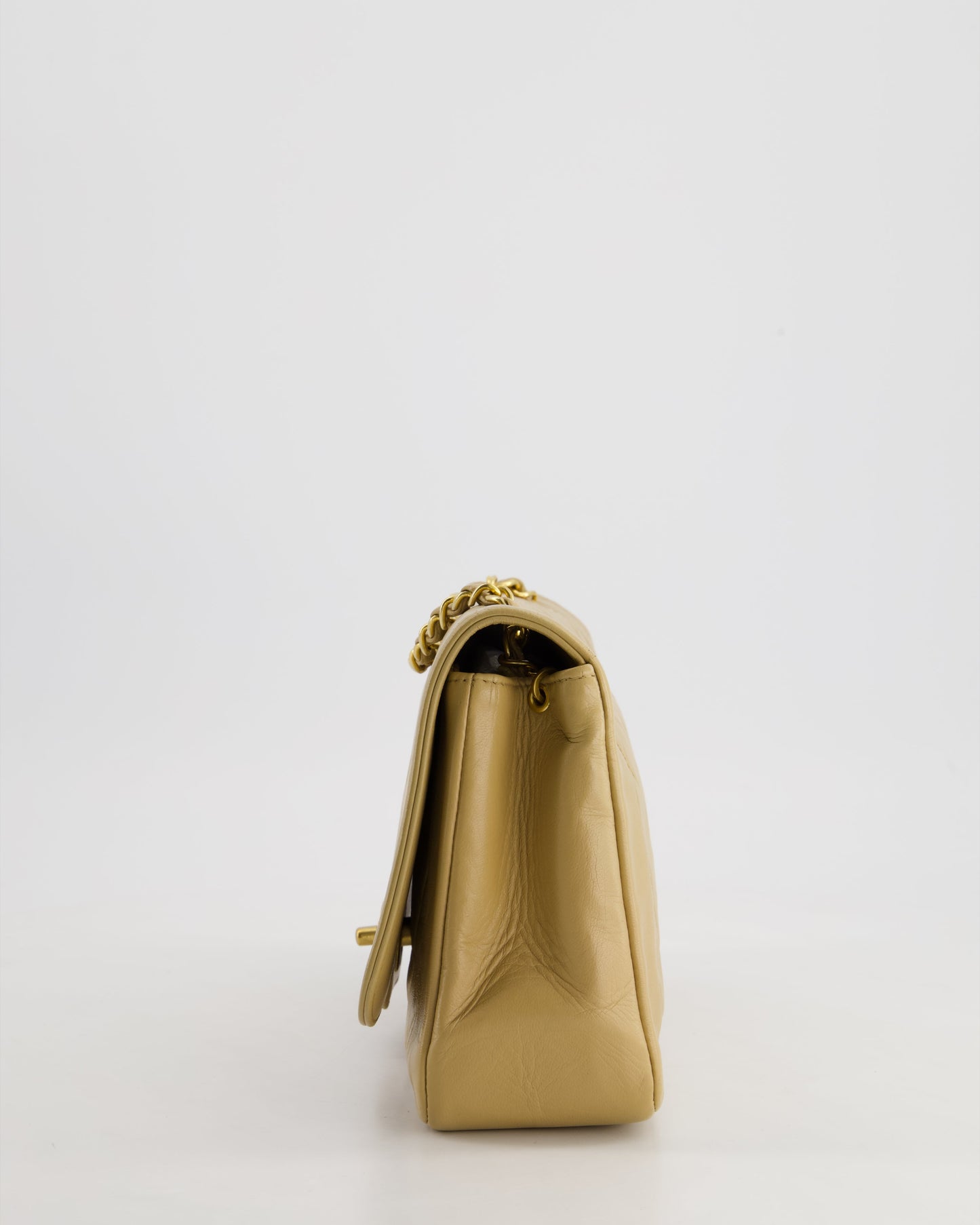 Chanel   Beige Diana Flap Bag in Lambskin Leather with 24K Gold Hardware