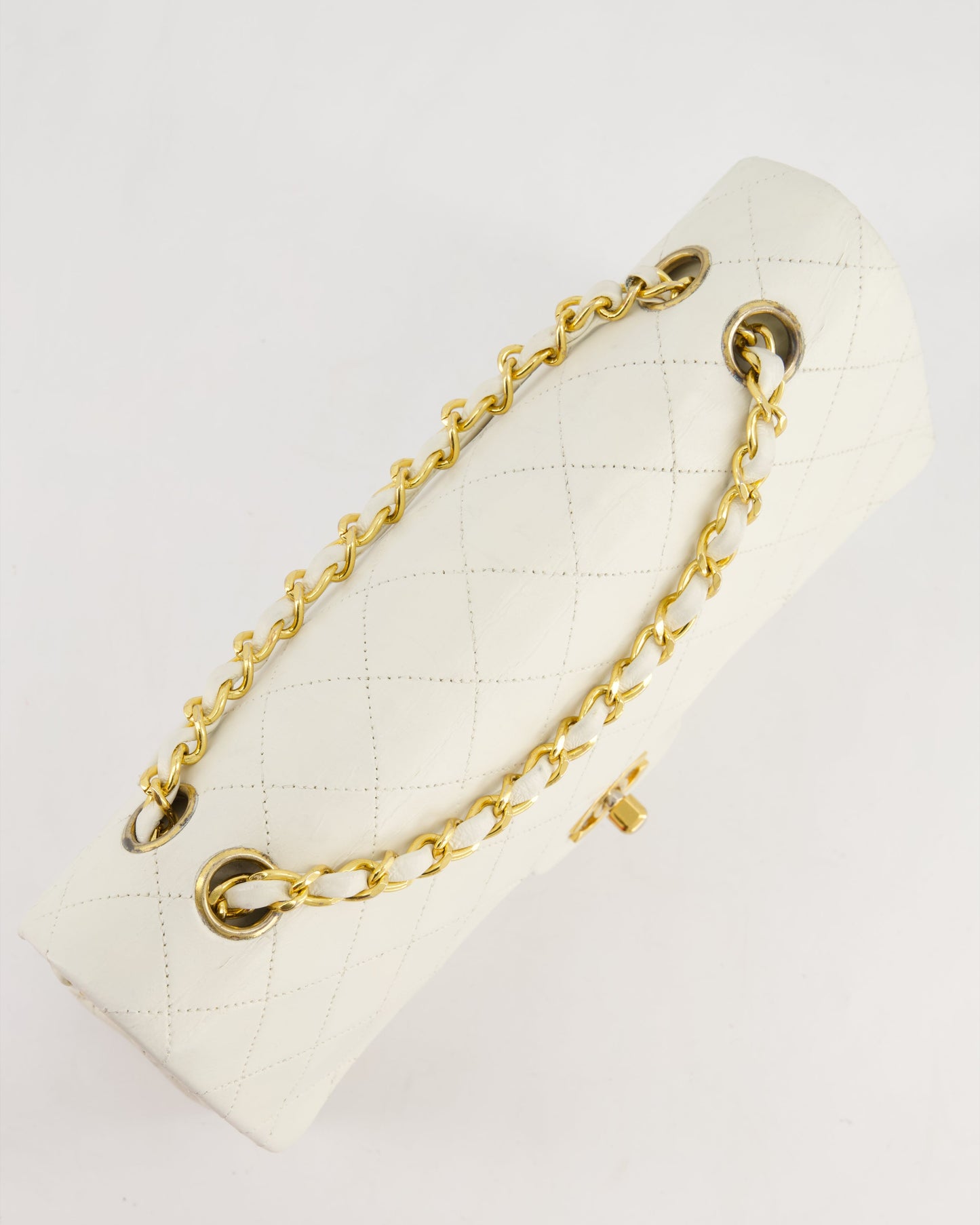 *FIRE PRICE* Chanel   White Medium Classic Double Flap Bag in Lambskin Leather with 24K Gold Hardware