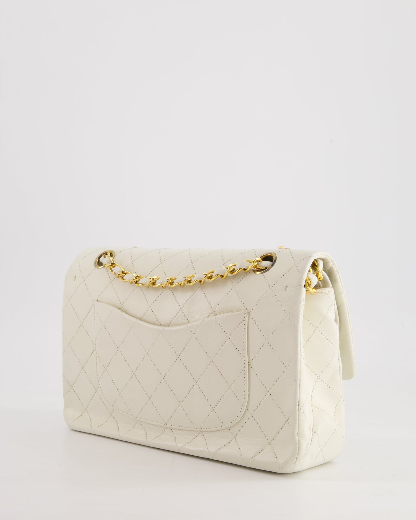 *FIRE PRICE* Chanel   White Medium Classic Double Flap Bag in Lambskin Leather with 24K Gold Hardware