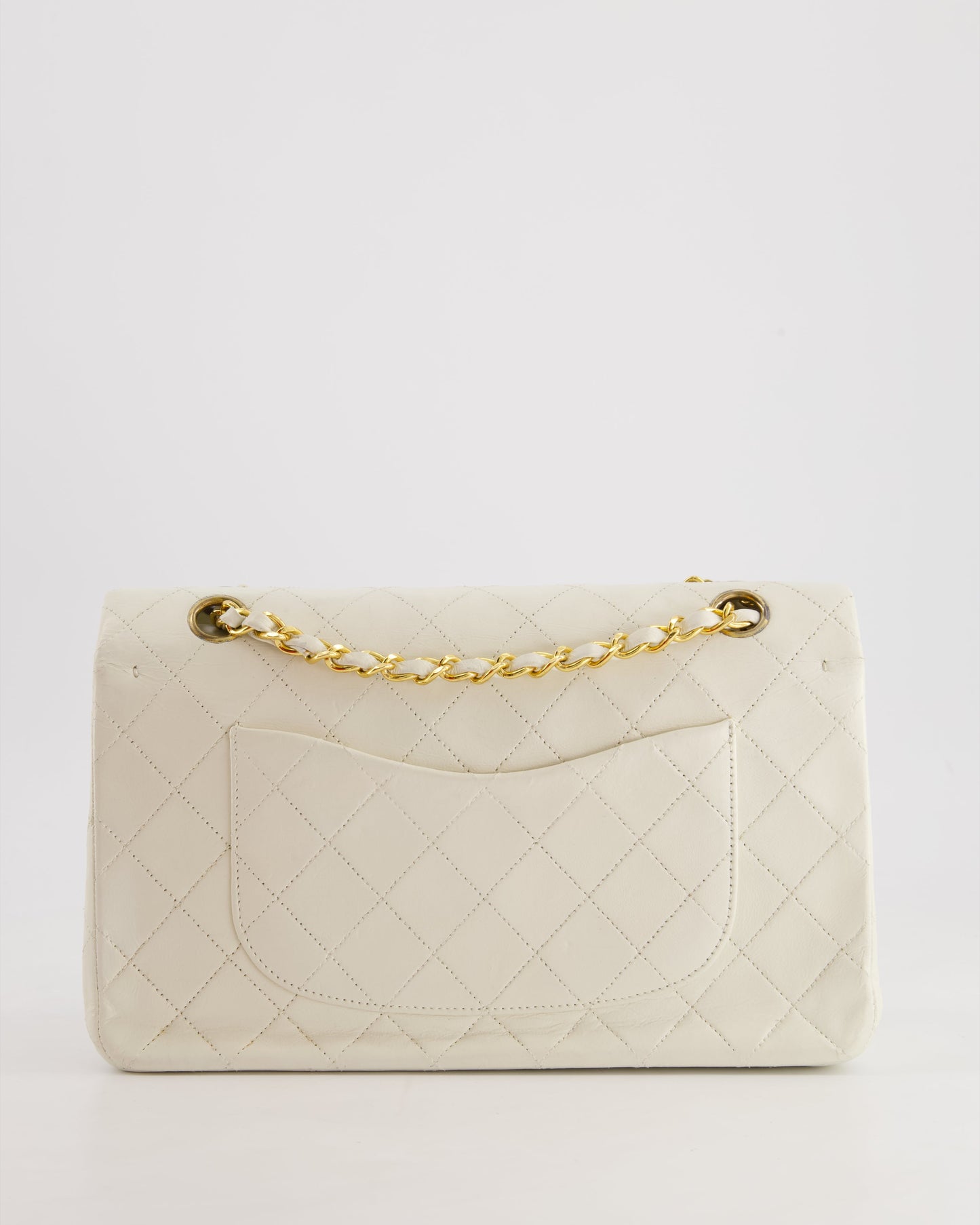 *FIRE PRICE* Chanel   White Medium Classic Double Flap Bag in Lambskin Leather with 24K Gold Hardware