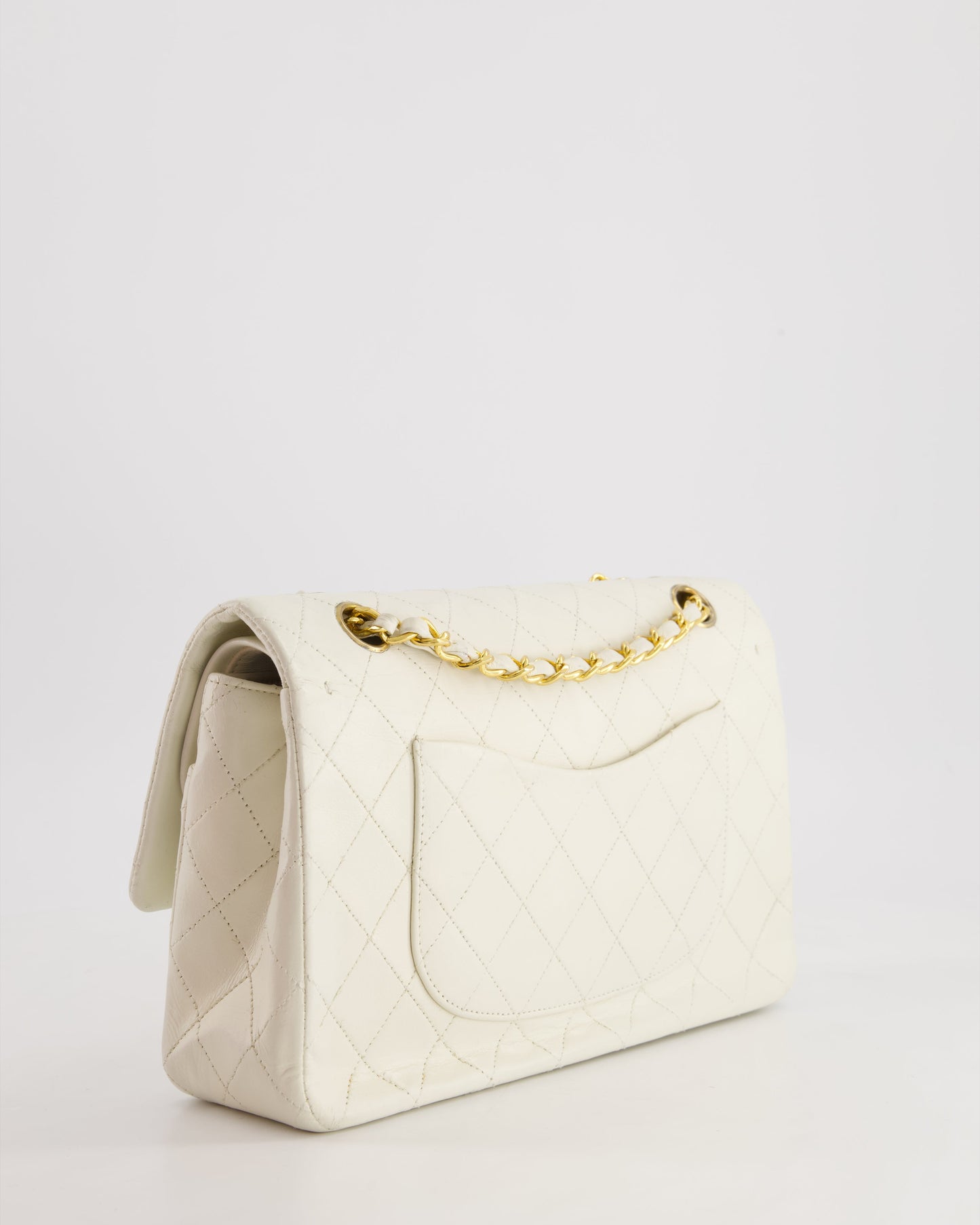 *FIRE PRICE* Chanel   White Medium Classic Double Flap Bag in Lambskin Leather with 24K Gold Hardware