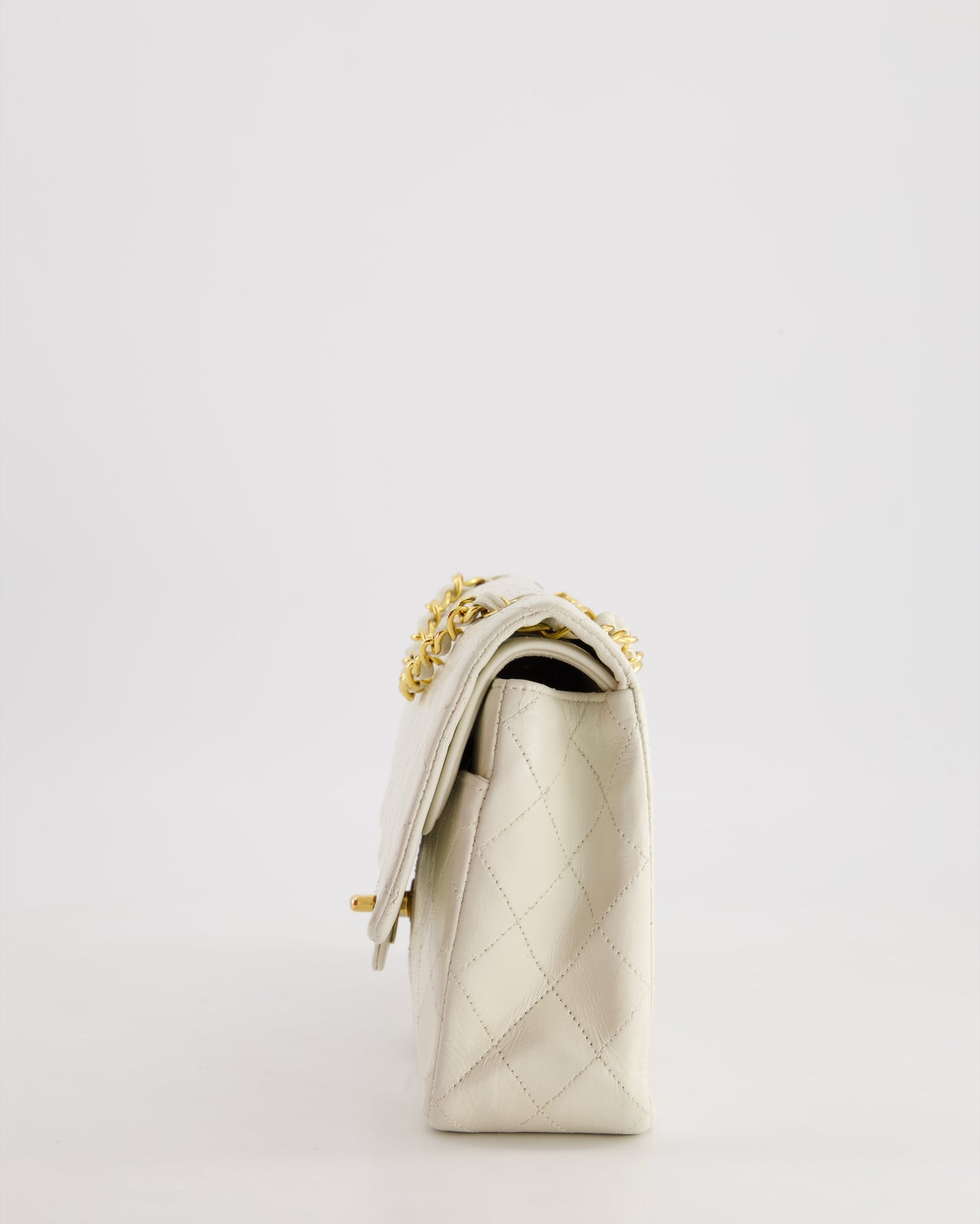 *FIRE PRICE* Chanel   White Medium Classic Double Flap Bag in Lambskin Leather with 24K Gold Hardware