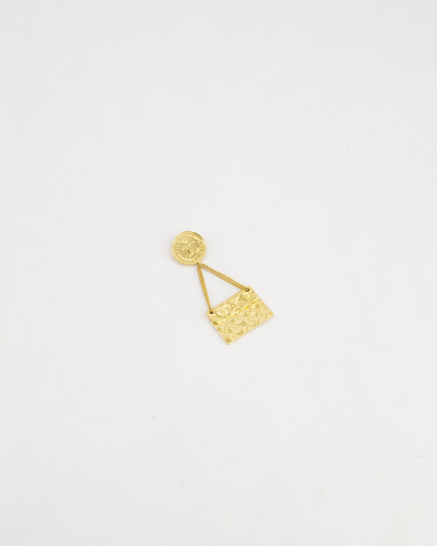 Chanel 24 K Gold plated Brooch Pin With CC Detail