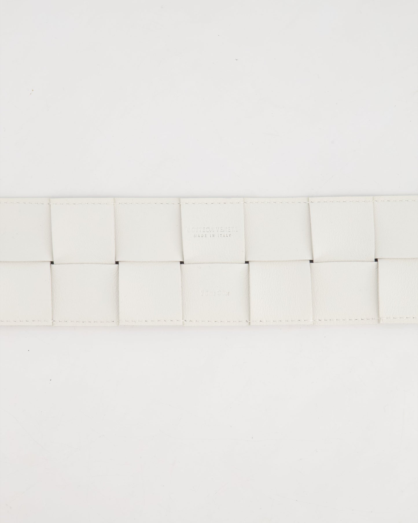 Bottega Veneta White Intrecciato Belt with Gold Triangle Buckle RRP £620 Size 75cm