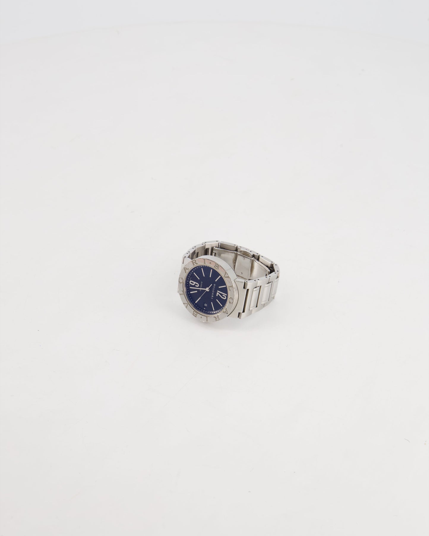 Bulgari Stainless Steel BB 38 SS Automatic Watch With Black Face