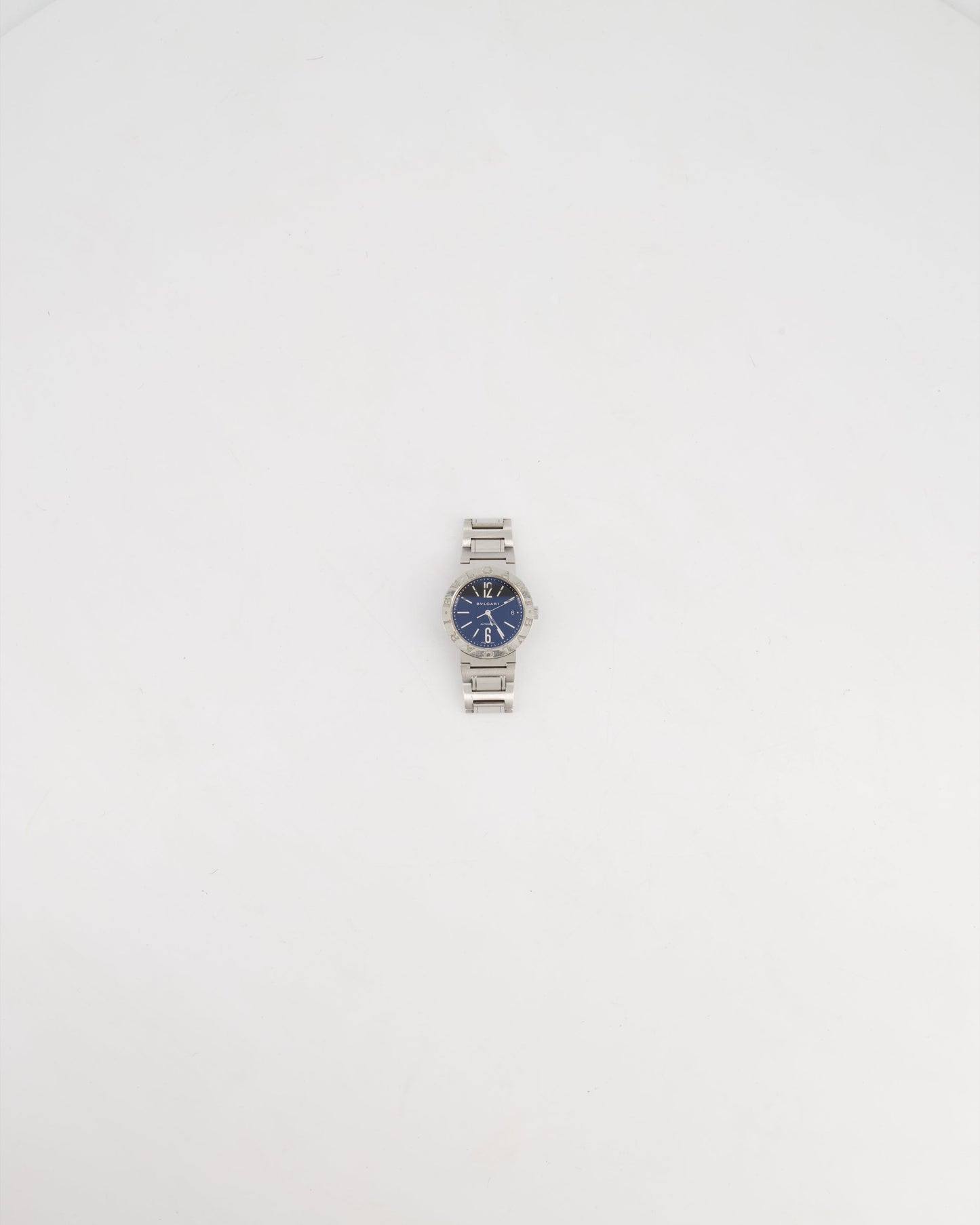 Bulgari Stainless Steel BB 38 SS Automatic Watch With Black Face