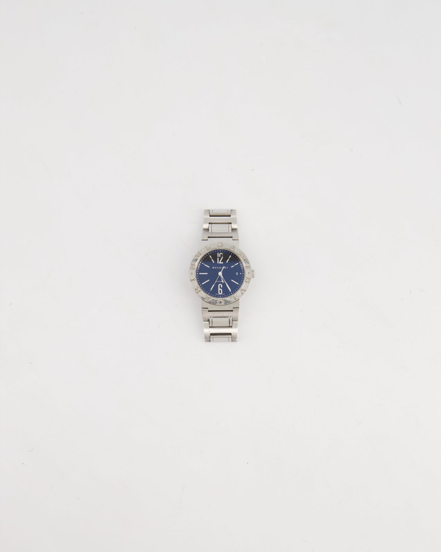 Bulgari Stainless Steel BB 38 SS Automatic Watch With Black Face