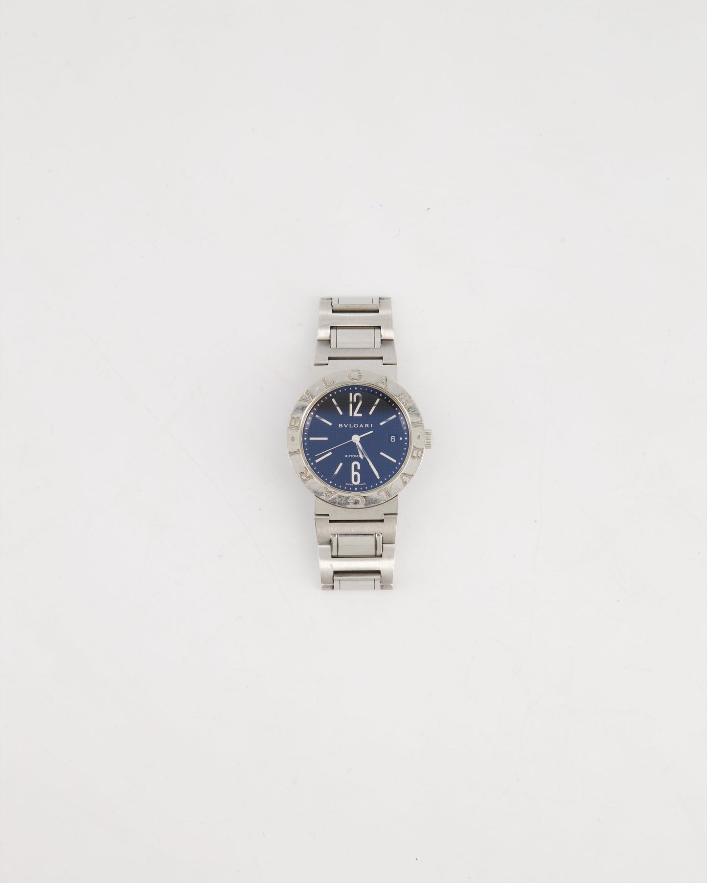 Bulgari Stainless Steel BB 38 SS Automatic Watch With Black Face