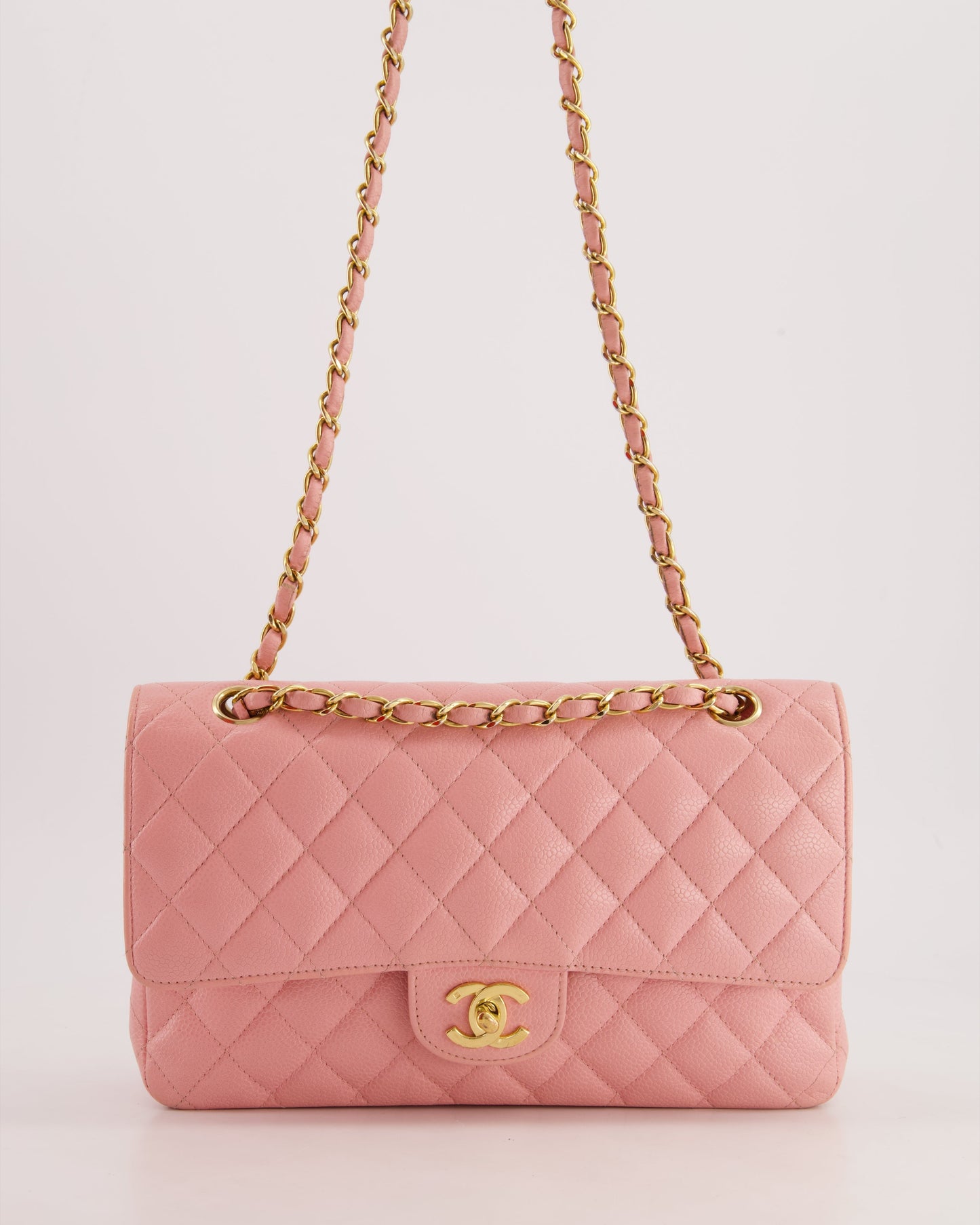 *HOT* Chanel Bubblegum Pink   Classic Medium Double Flap Bag in Caviar Leather with 24K Gold Hardware