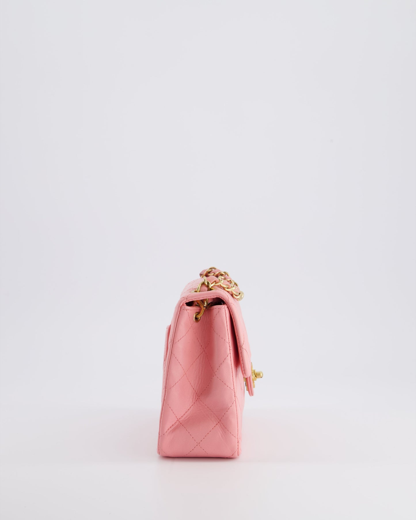 *RARE* Chanel   Bubblegum Pink Mini Square Flap Bag in Lambskin Leather with 24K Gold Hardware