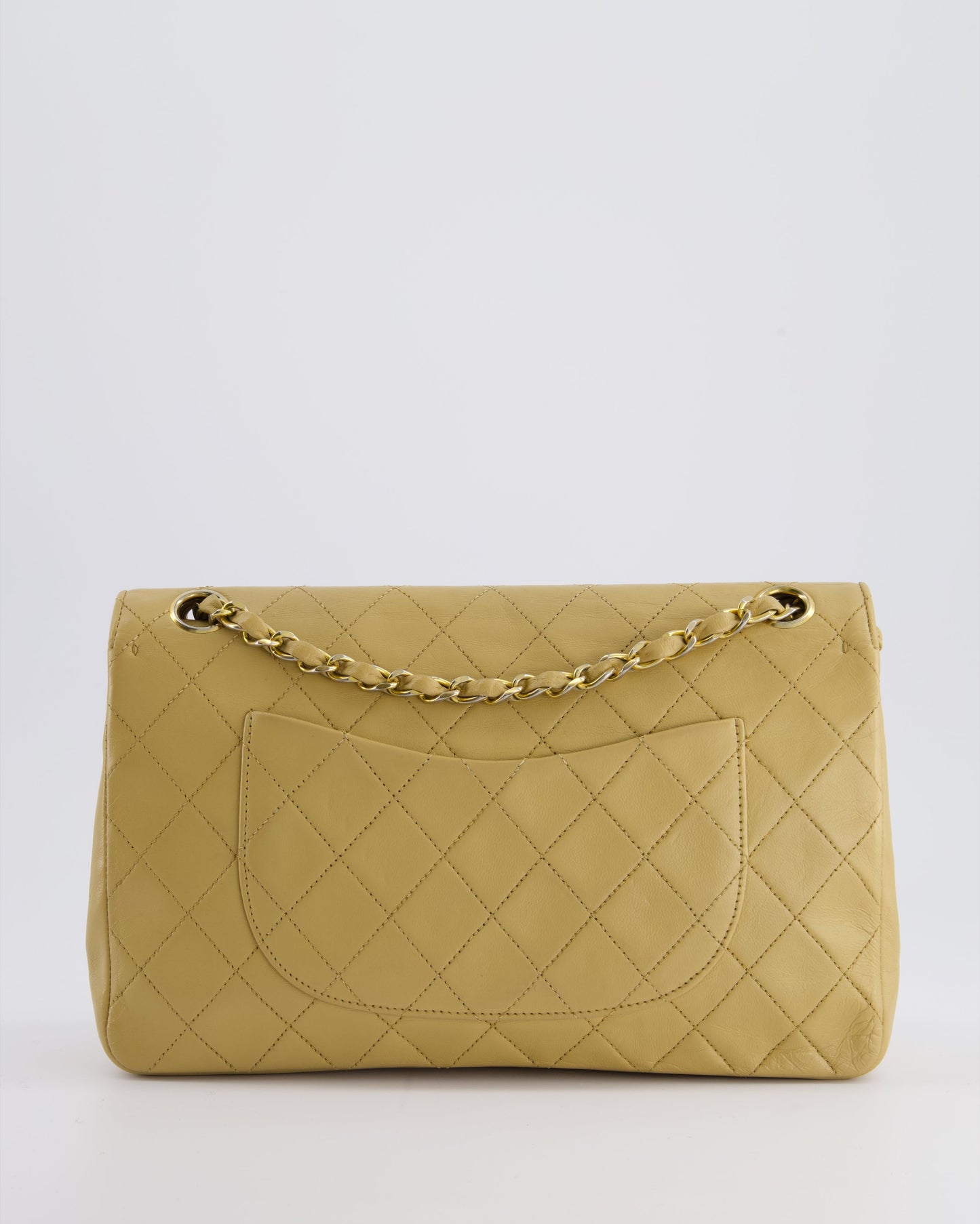 *FIRE PRICE* Chanel   Chai Beige Classic Medium Stitched Edge Double Flap Bag in Lambskin Leather with 24K Gold Hardware