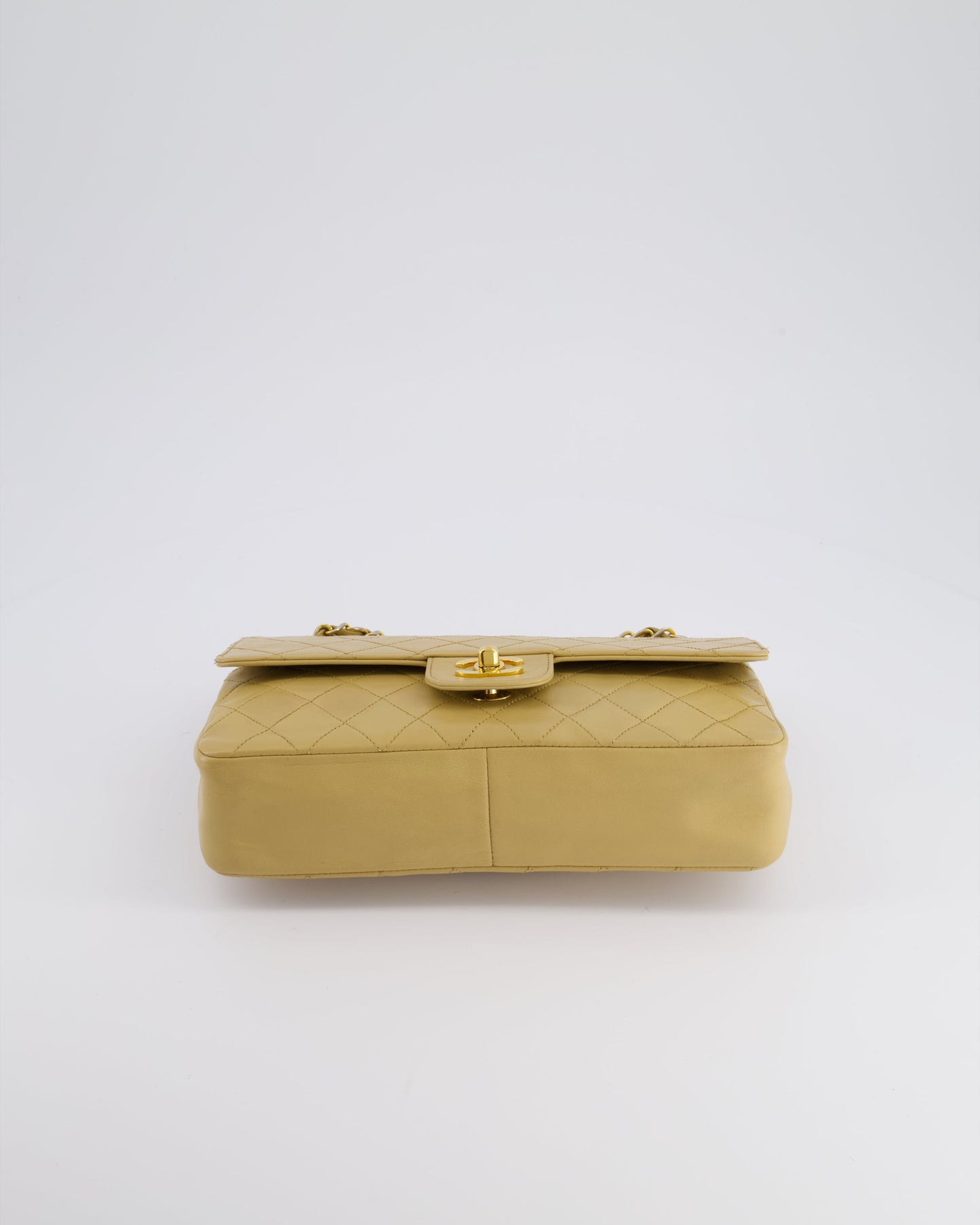 *FIRE PRICE* Chanel   Chai Beige Classic Medium Stitched Edge Double Flap Bag in Lambskin Leather with 24K Gold Hardware