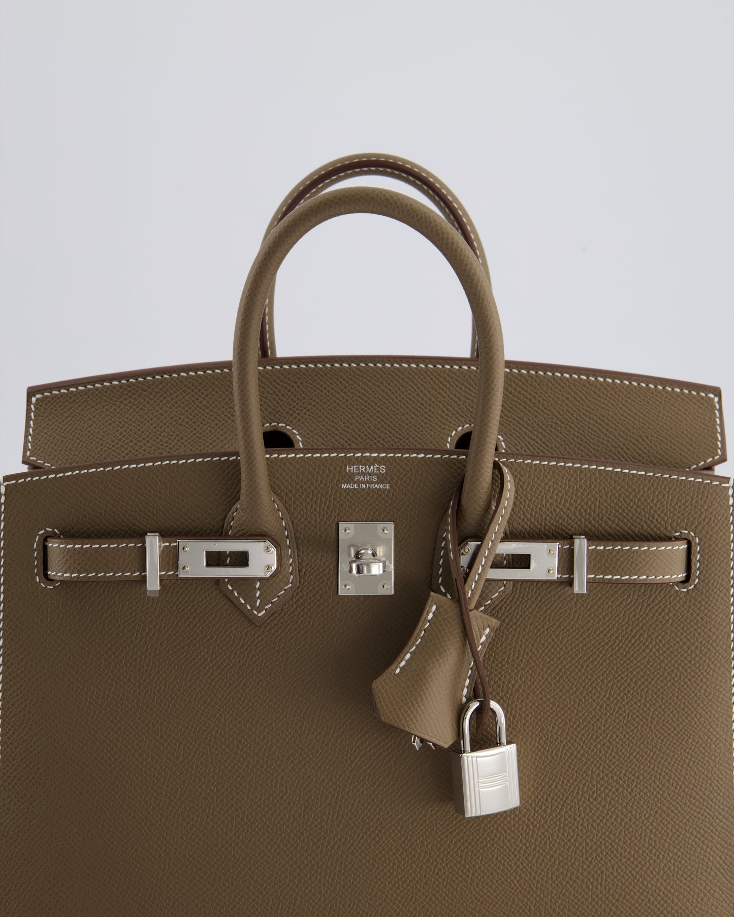 *HOLY GRAIL* Herm�s Birkin 25 Sellier Bag in Etoupe Epsom Leather with Palladium Hardware