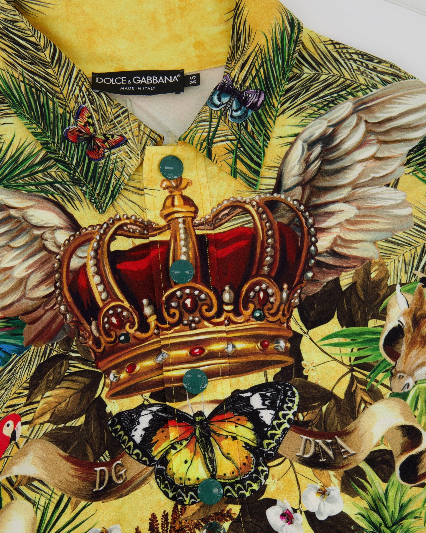 Dolce & Gabbana Yellow & Green Floral Print Shirt with Matching Tro rs Set Size IT 38/IT 46 (UK 6/14)