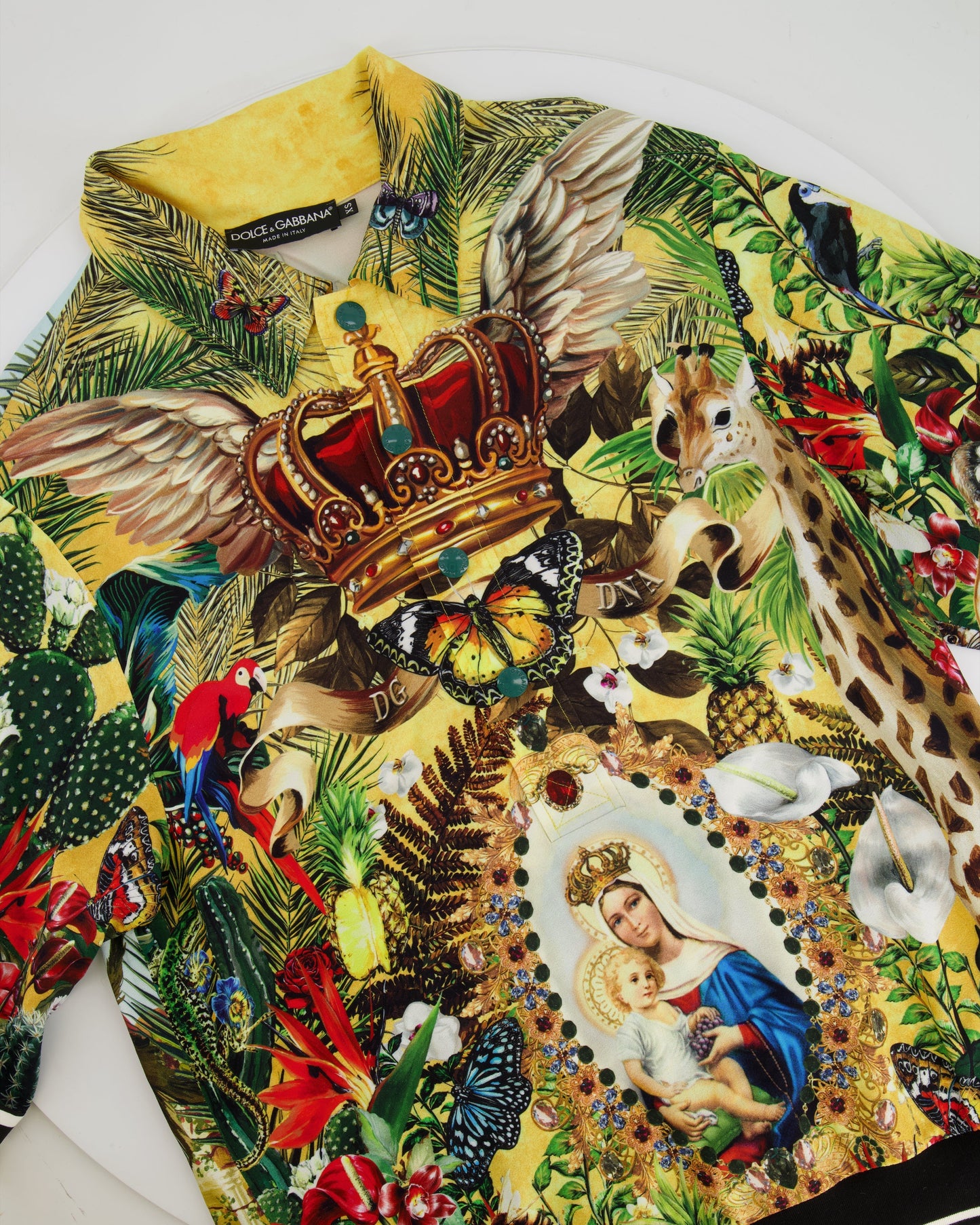 Dolce & Gabbana Yellow & Green Floral Print Shirt with Matching Tro rs Set Size IT 38/IT 46 (UK 6/14)
